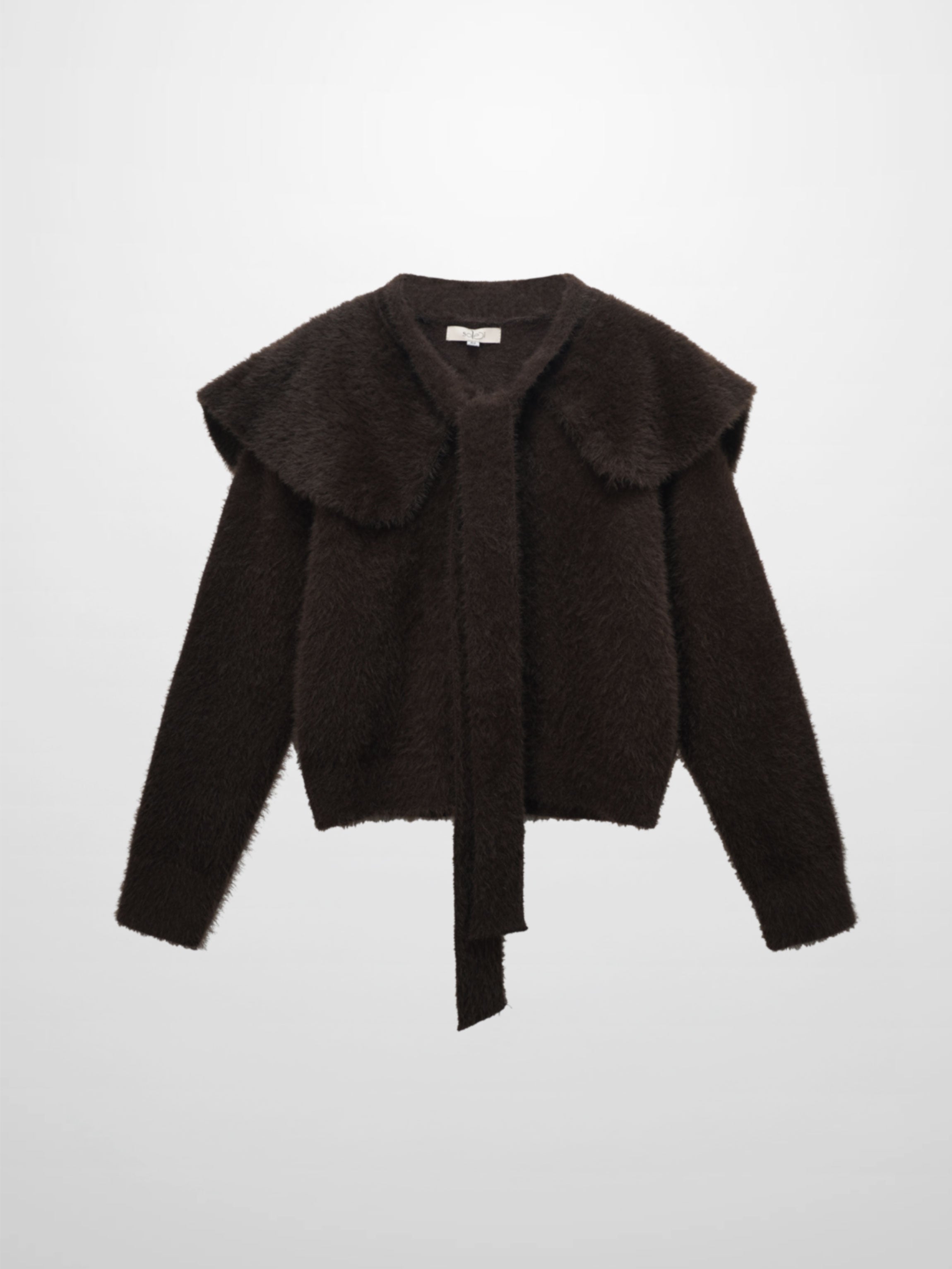 Mohair Shawl Collar Cardigan-Brown