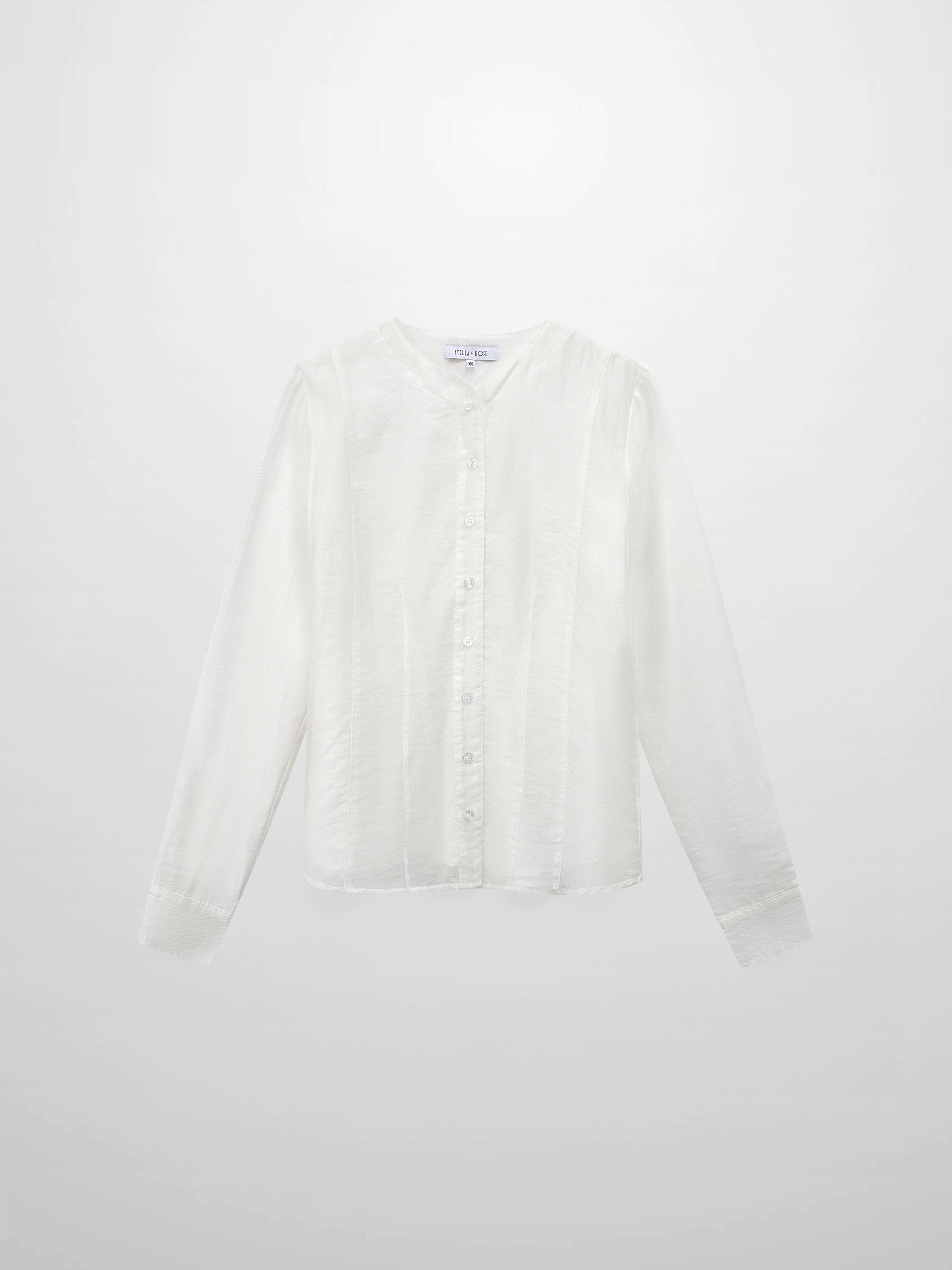 High V Neck Blouse-White