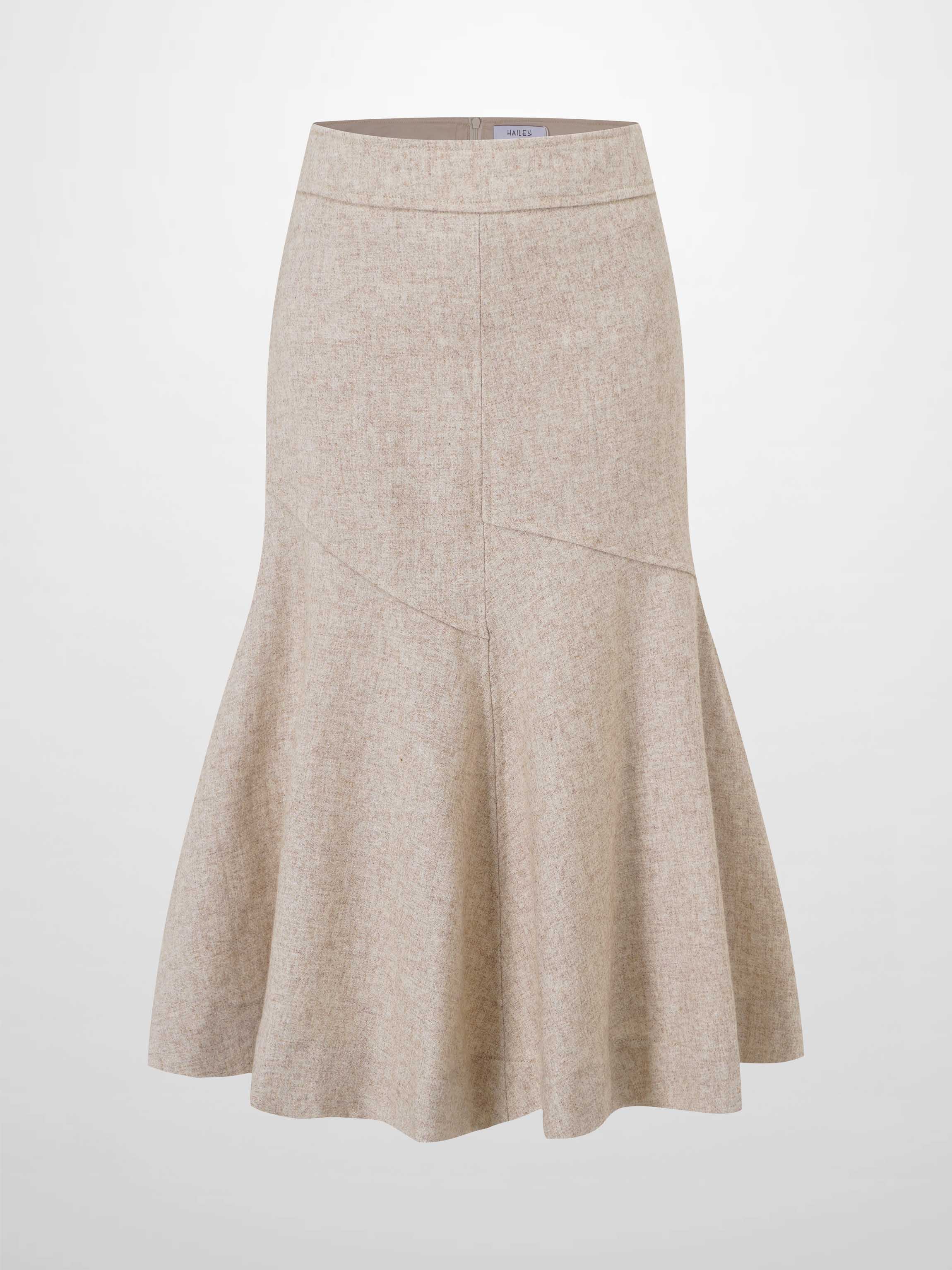 Wool Blend Short Panel Skirt-Oatmeal