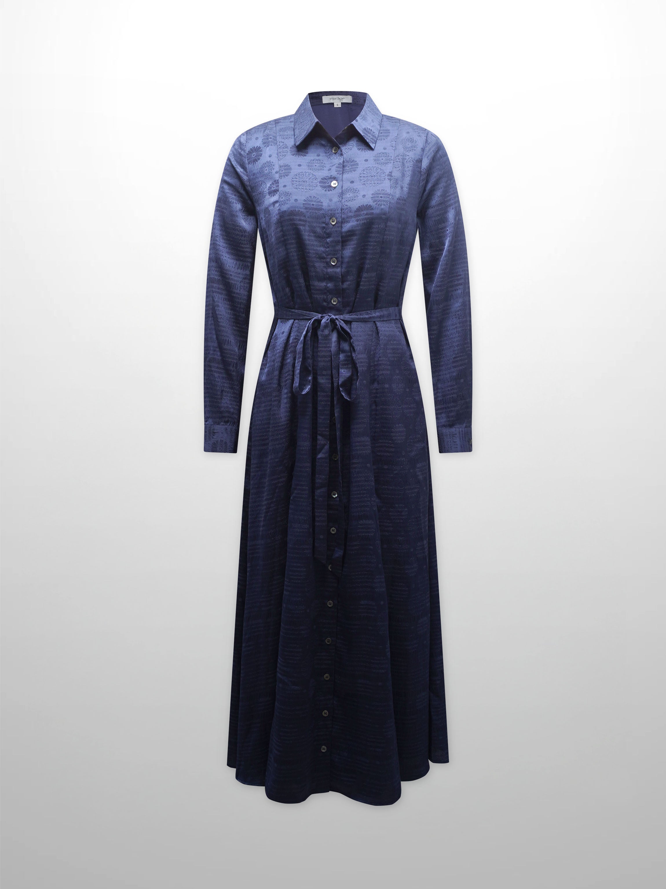 Collared A-Line Shirtdress-Navy
