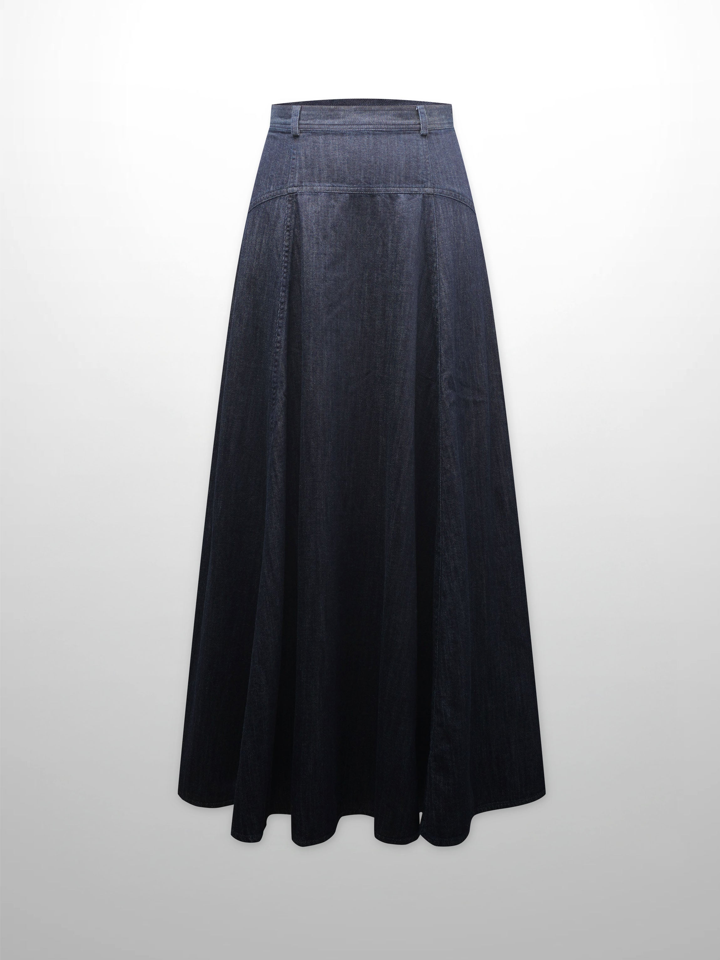 Denim Yoke Circle Skirt-Dark Blue