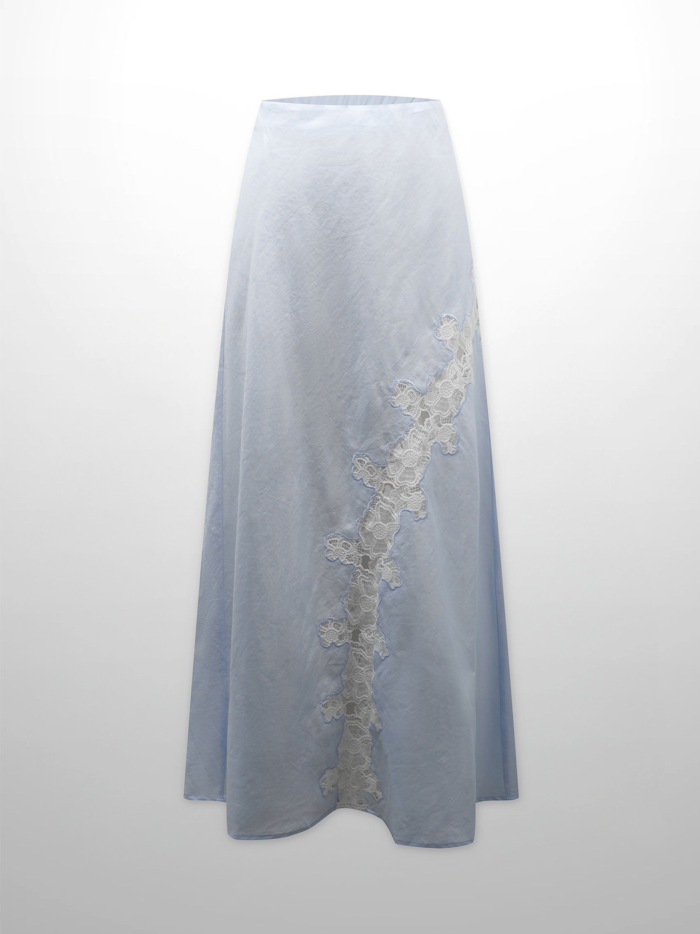 Lace Cutout Skirt-Light Blue