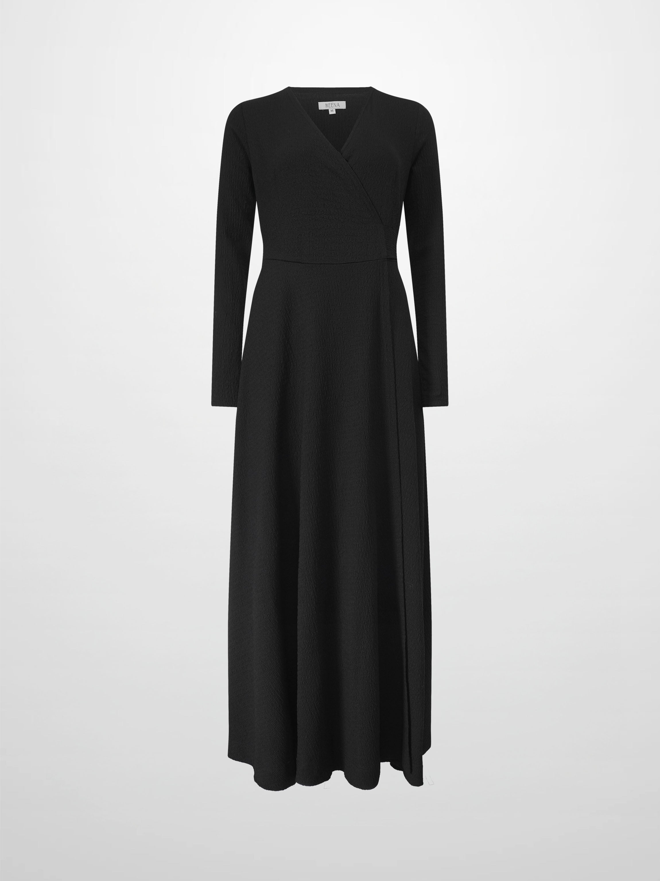 Textured Wrap Maxi Dress-Black