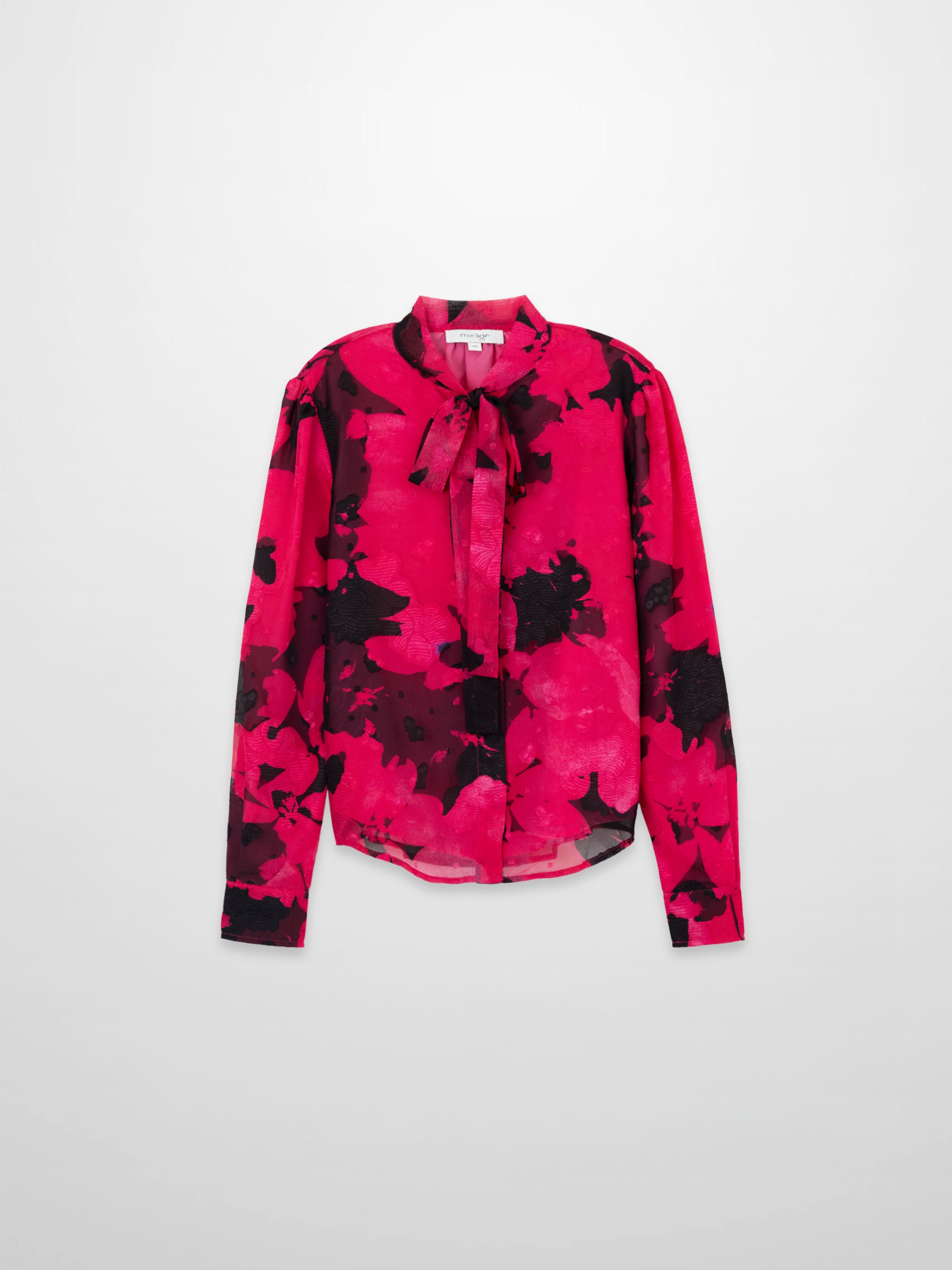 Bow Blouse-Black/Hot Pink