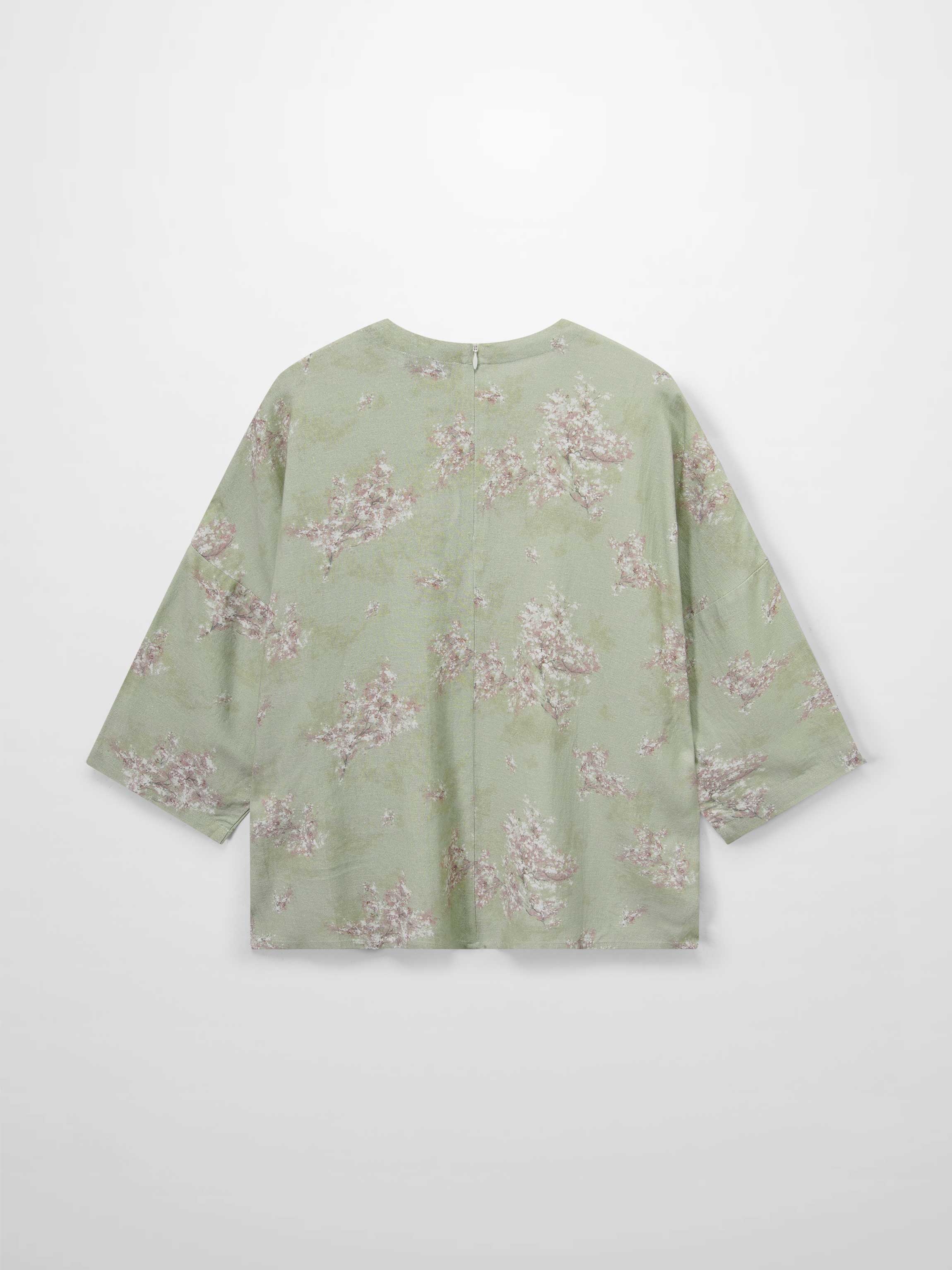 Linen Blend Crop Swing Top-Soft Floral