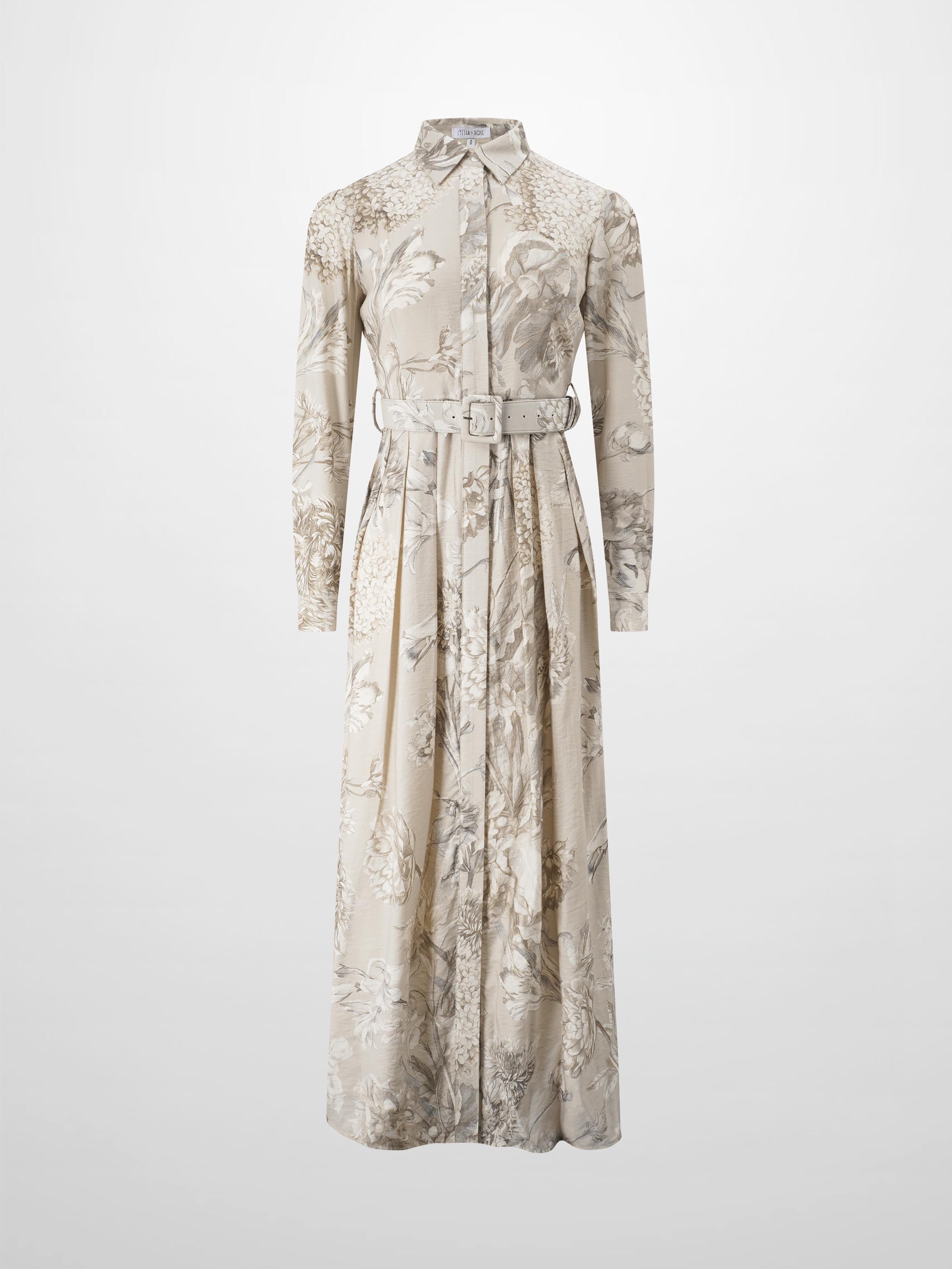 Belted Pleated Bottom Shirtdress-Pastel Mix