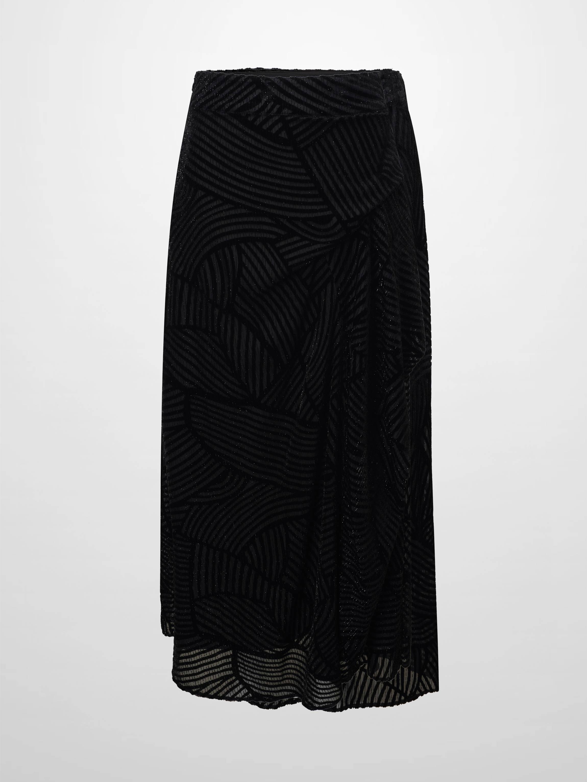 Velvet Side Overlay Skirt-Striped