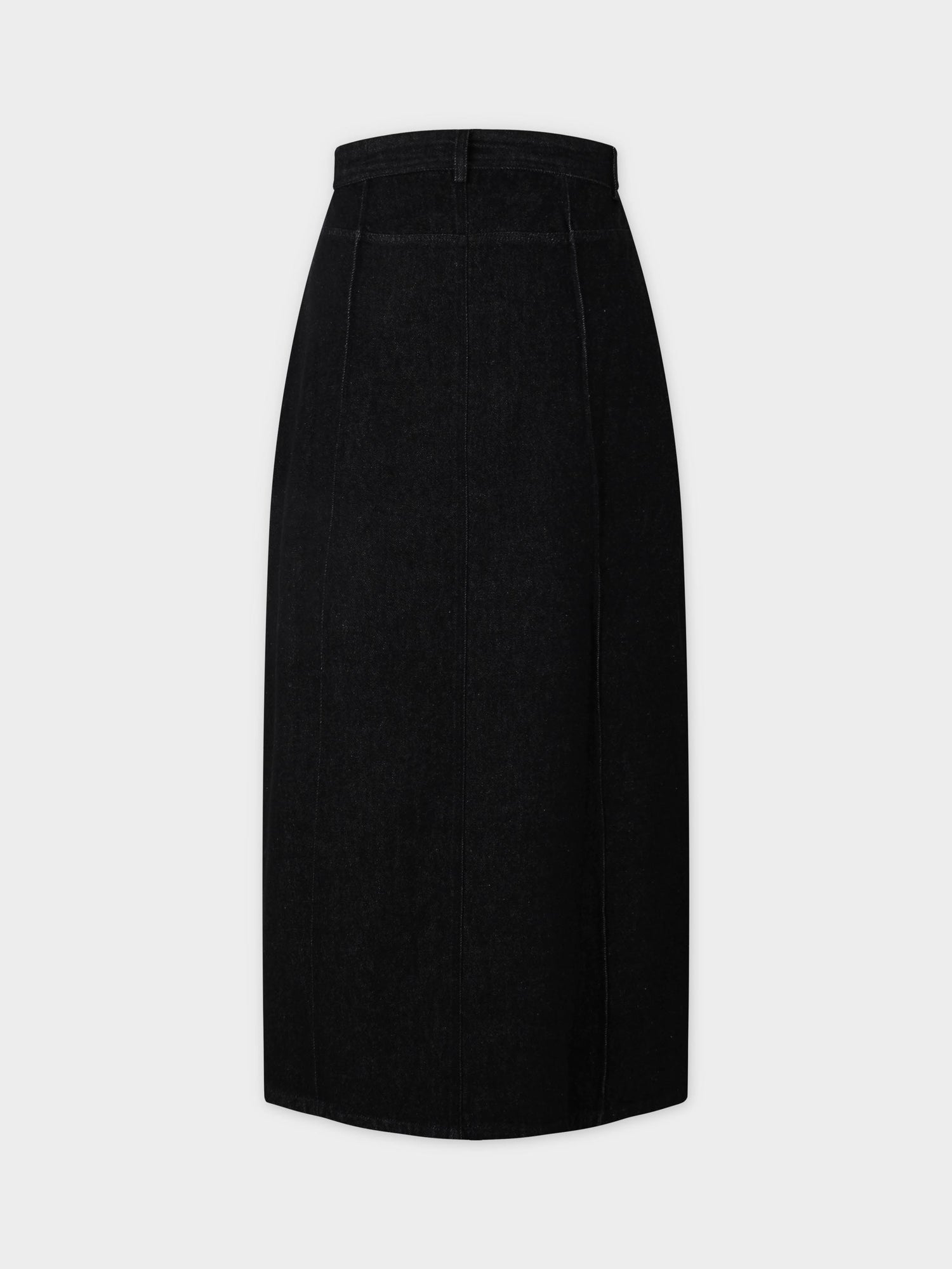Denim Seamed Skirt-Deep Black