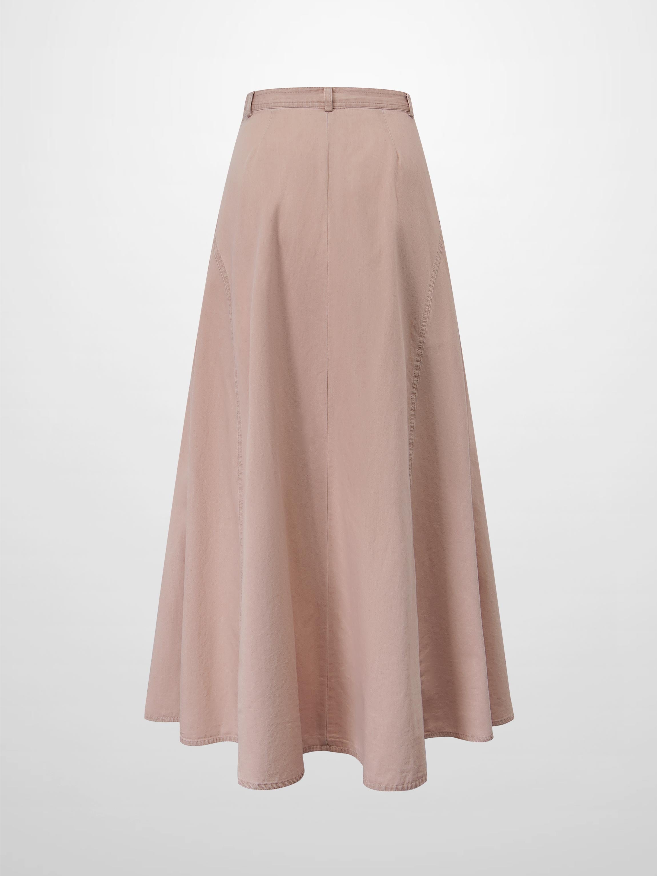 Denim Yoke Circle Skirt-Washed Pink