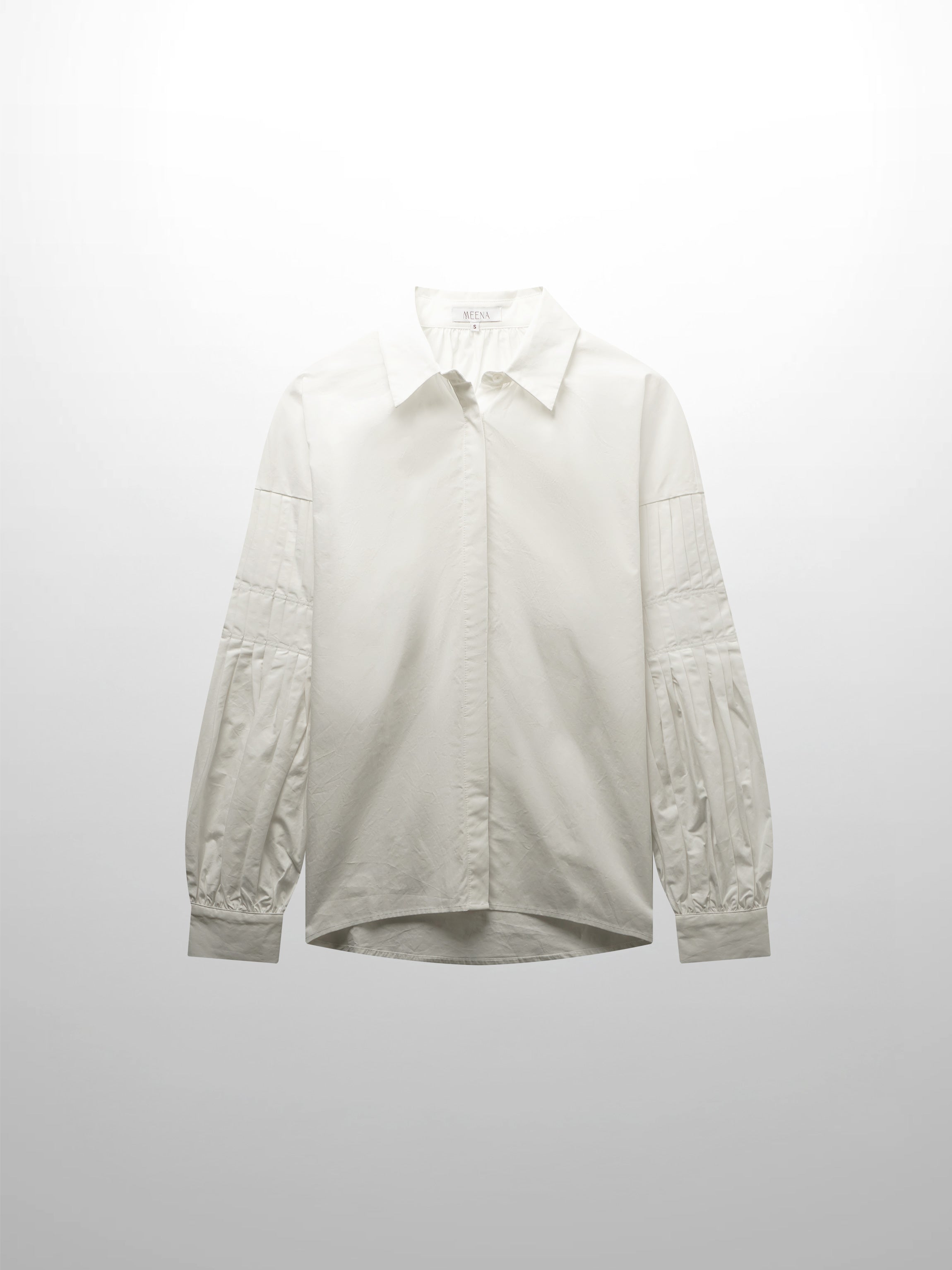 Pleated Sleeve Detail Blouse-White