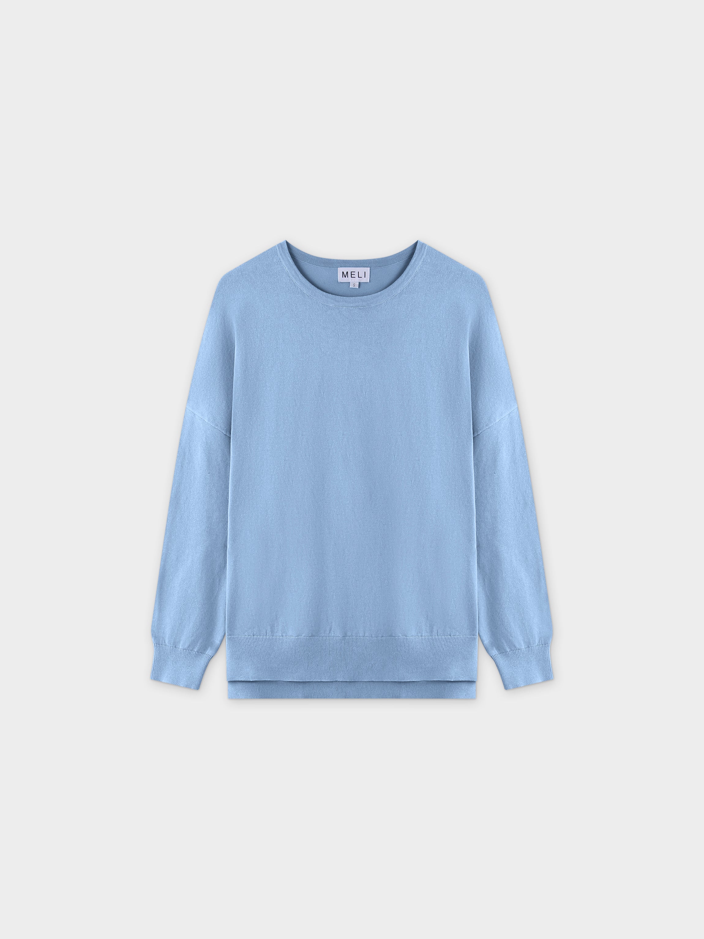 H&m Light Blue Sweatshirt Men Regular Fit Ribbed Sweatshirt