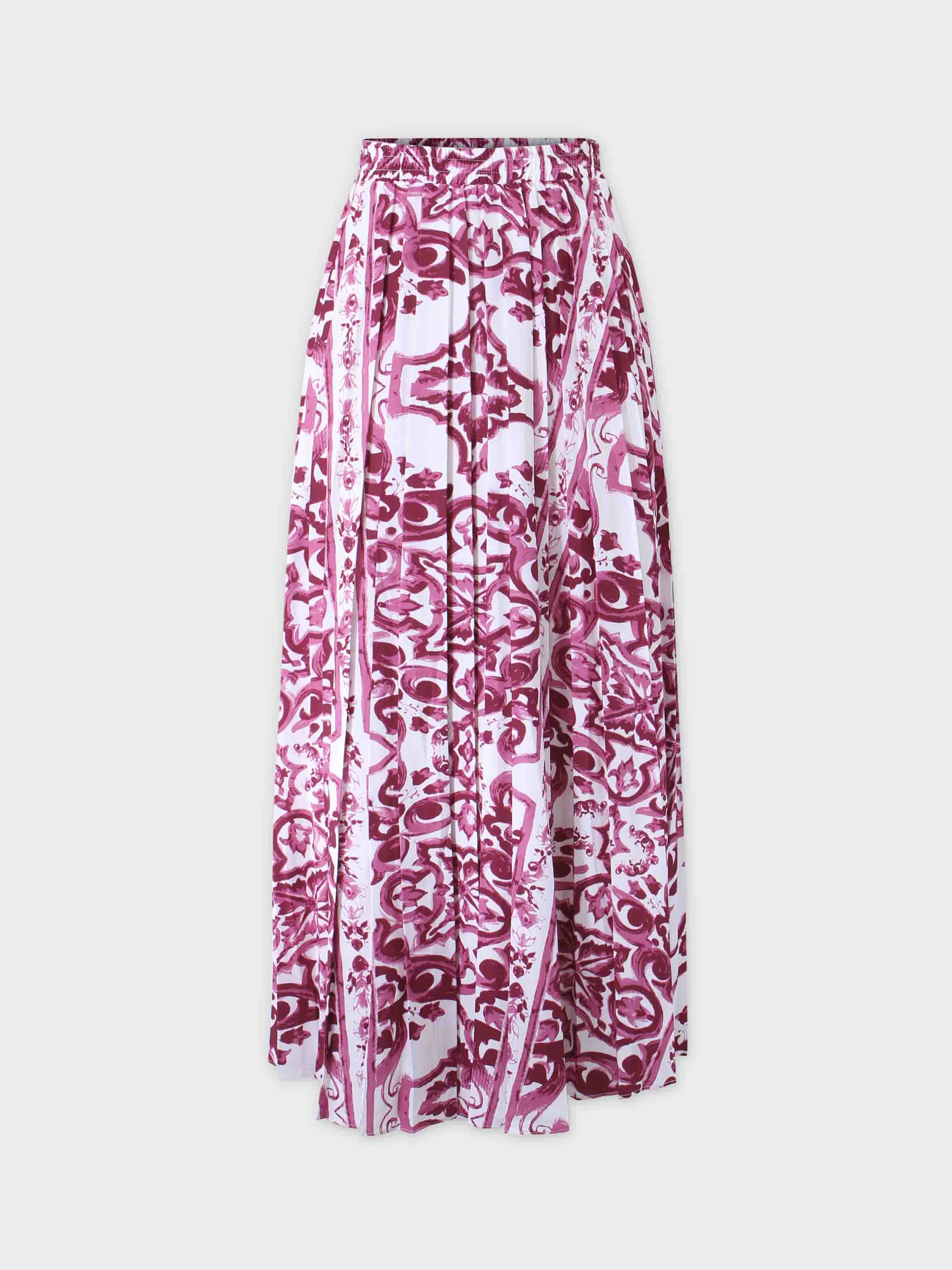 Covered Band Pleated Skirt 37"-Pink Picasso