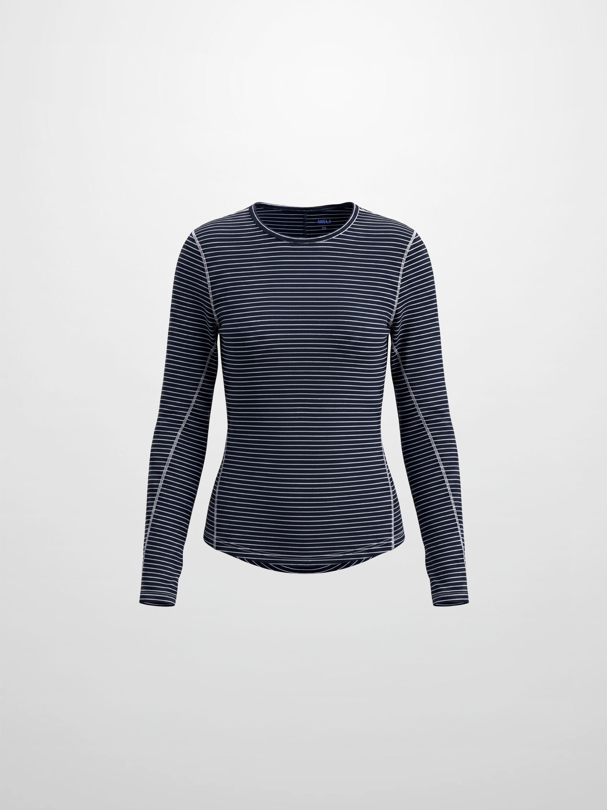 Striped Cross Stitch T-Shirt-Navy