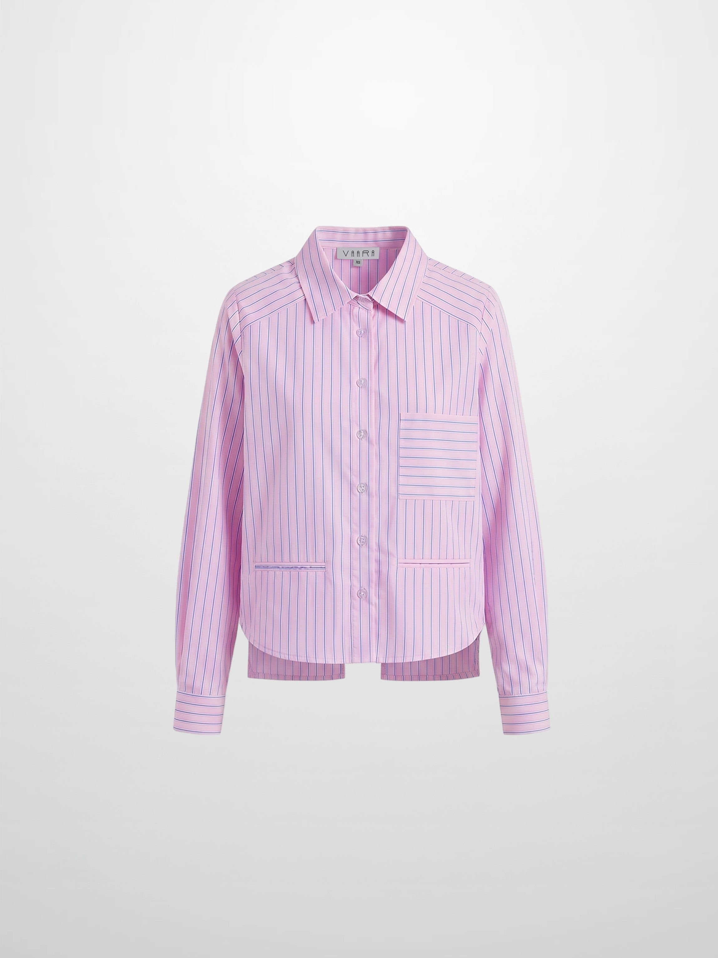 Crop Pinstripe Blouse-Pink/White