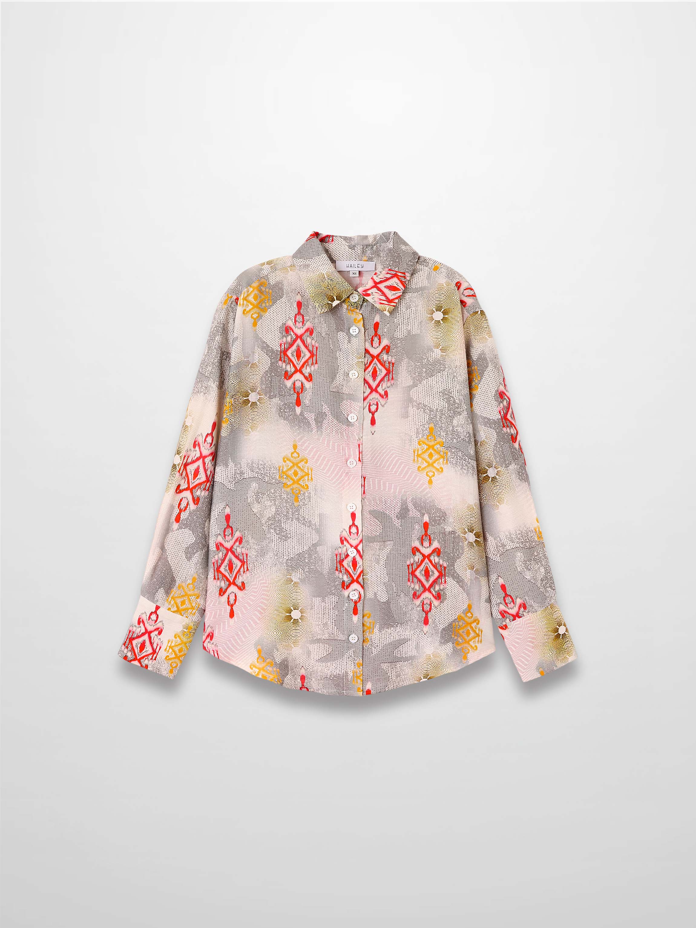Button Down Collared Blouse-Ombre Print