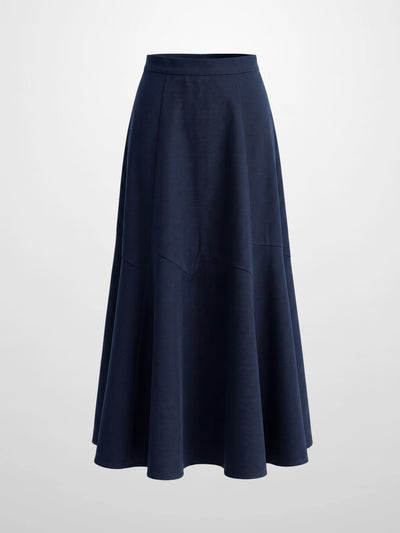 Twill Trumpet Skirt-Navy