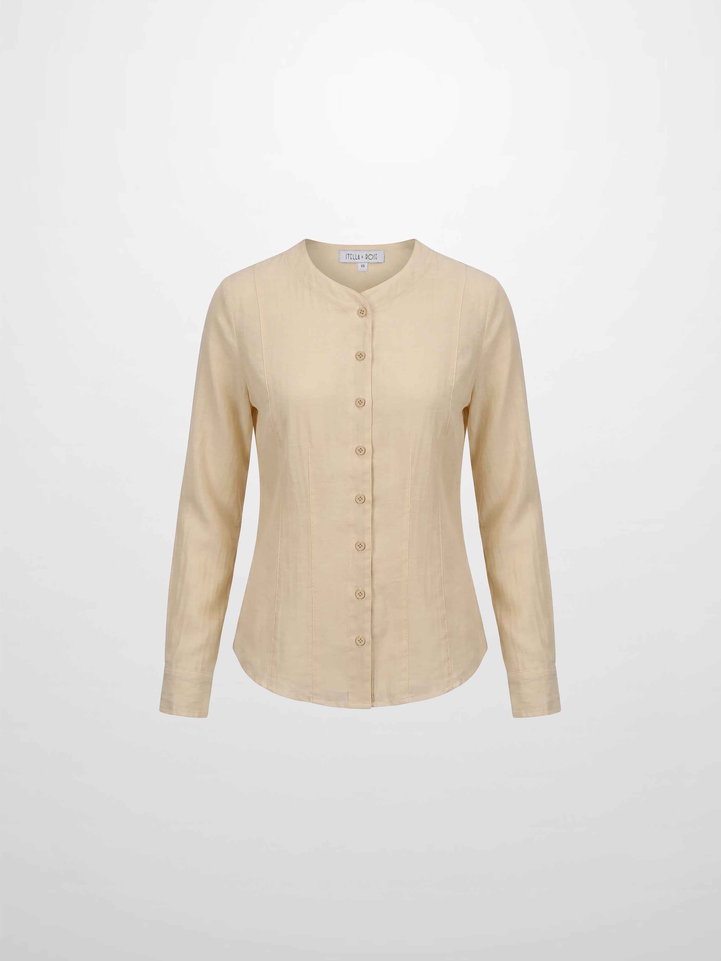 High V Neck Blouse-Sand