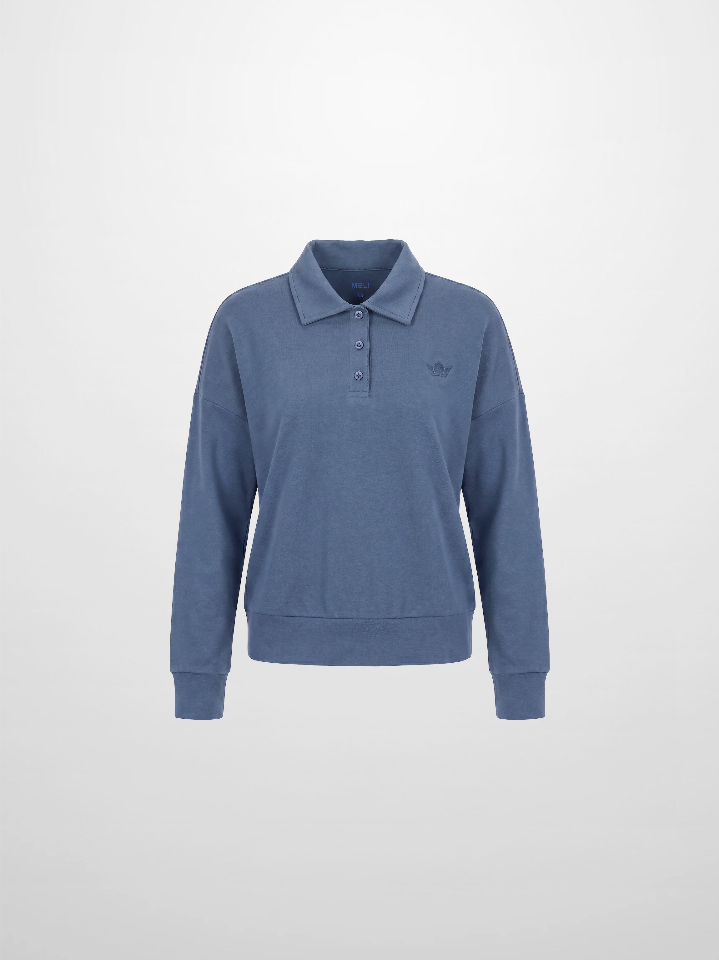 Collared Bomber Tee-Grey Blue
