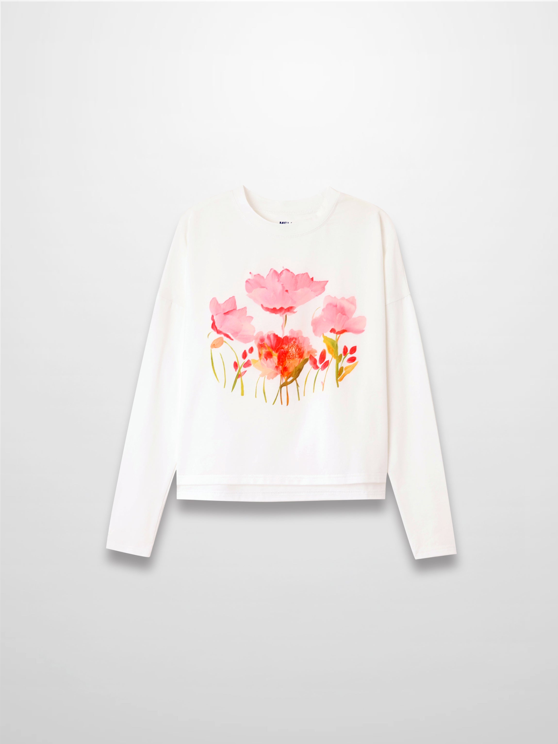 Motif Printed Tee-Pink Flower