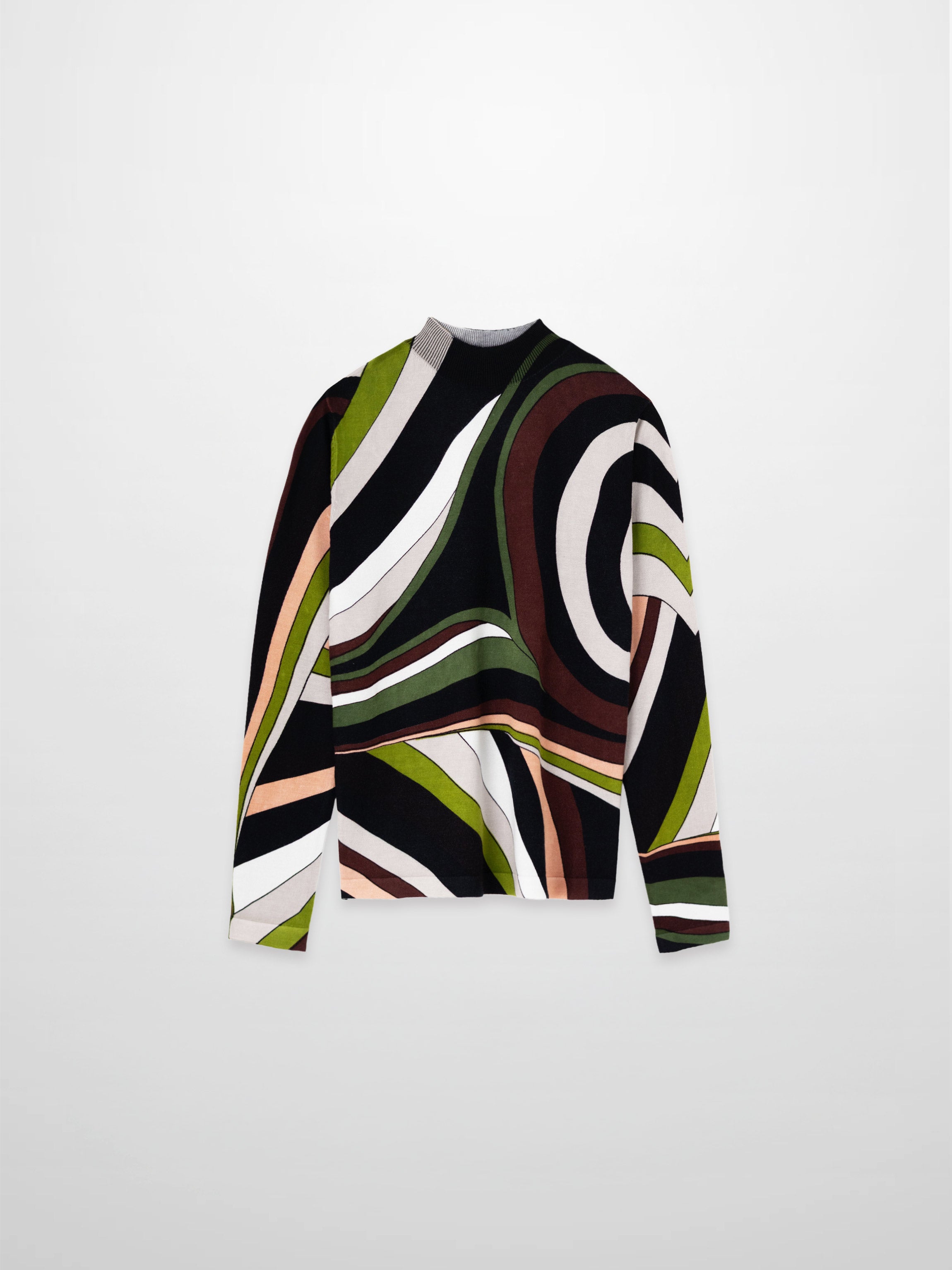 Mock Neck Sweater-Brown Swirl