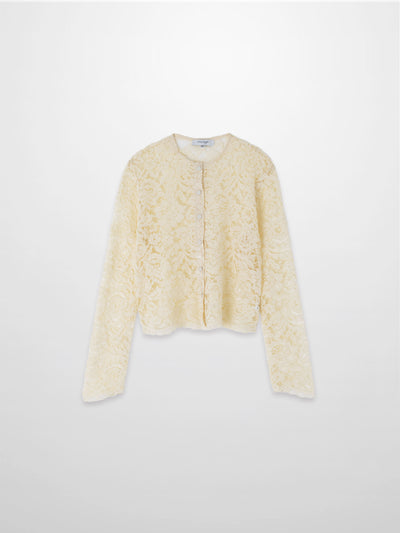 Lace Button Down Cardigan Top-Cream