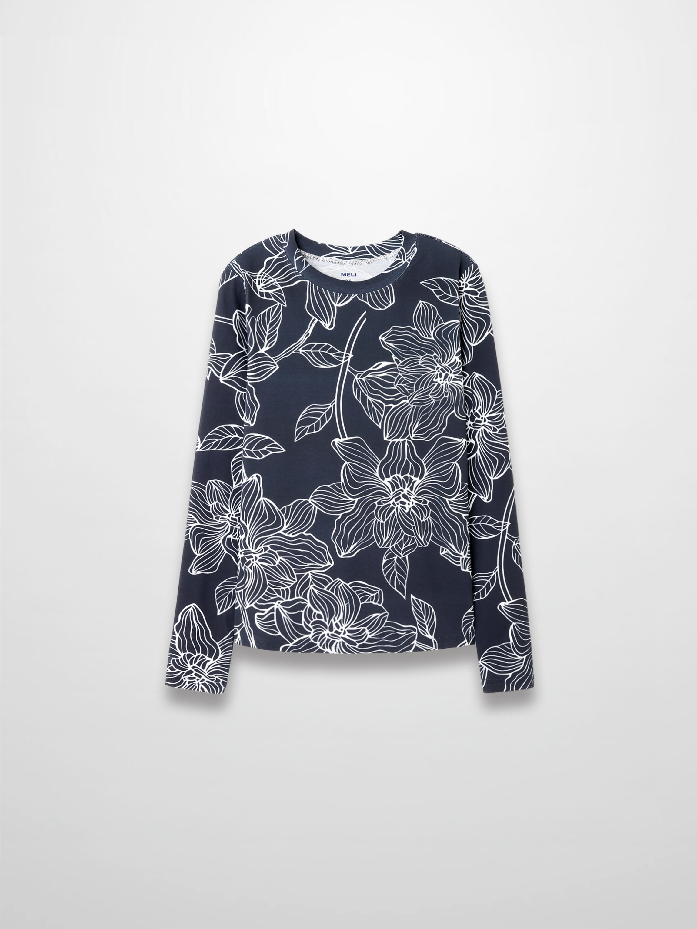 Basic Printed T-shirt-Navy/White Floral