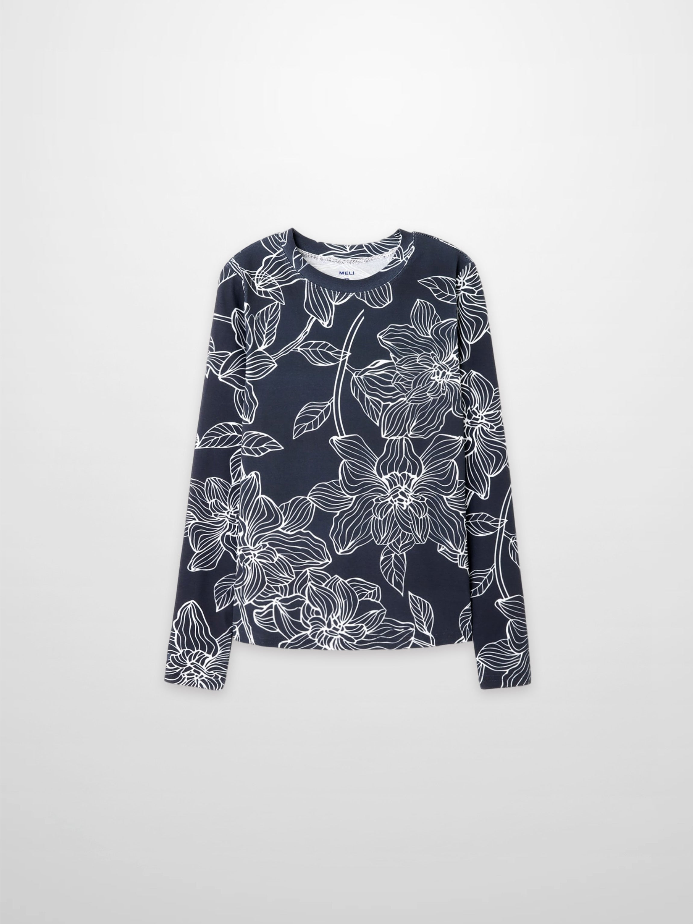 Basic Printed T-shirt-Navy/White Floral