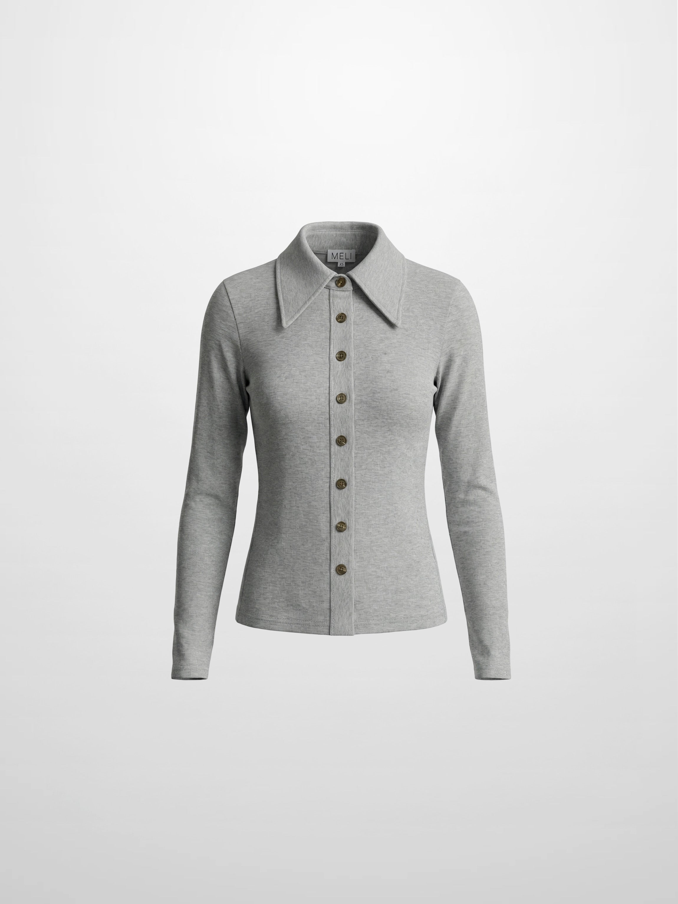 Ribbed Button Down Shirt-Heathered Grey