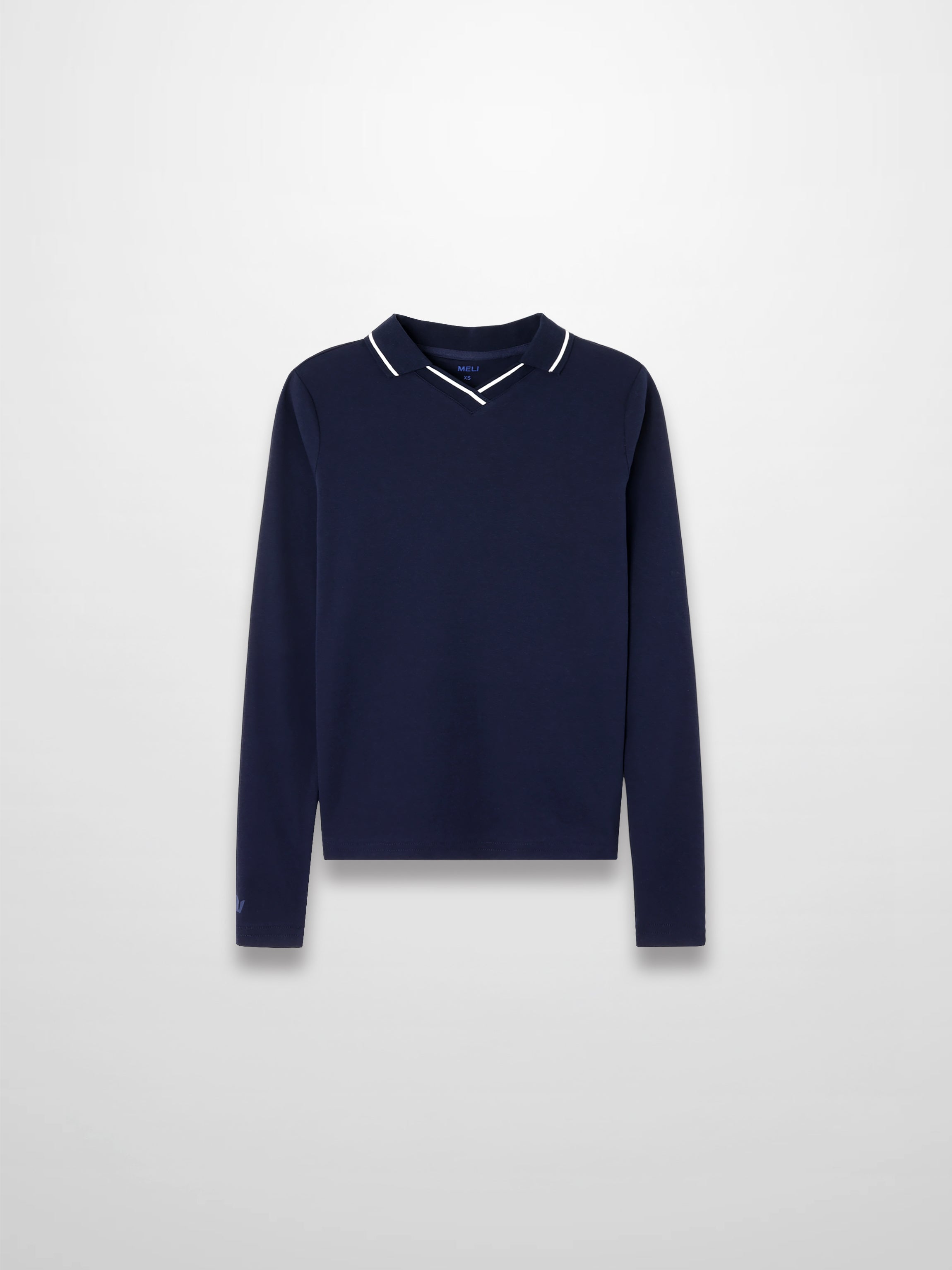 Collared High V T-Shirt-Navy