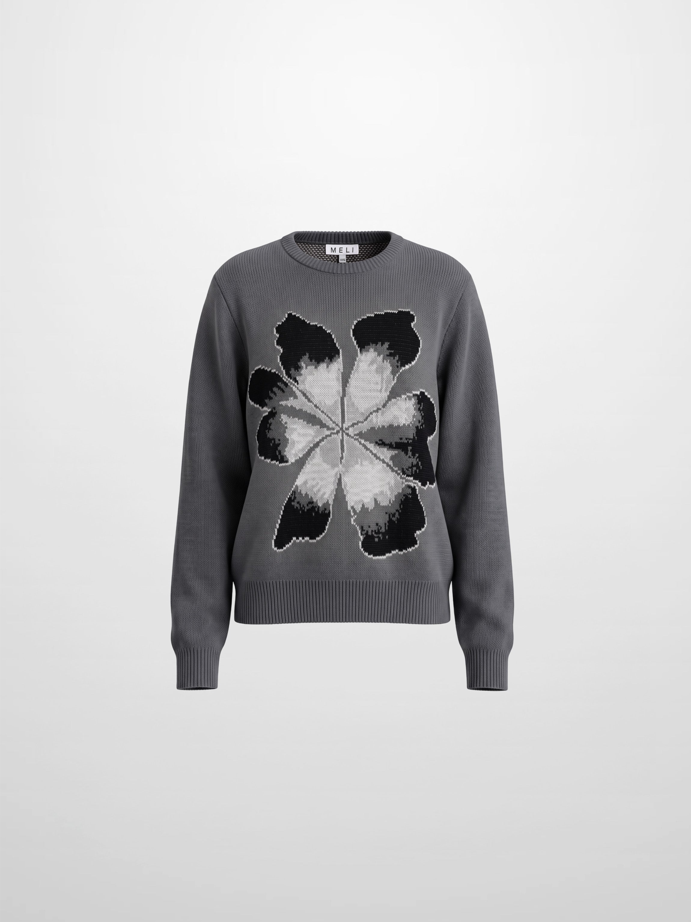 Flower Design Sweater - Grey
