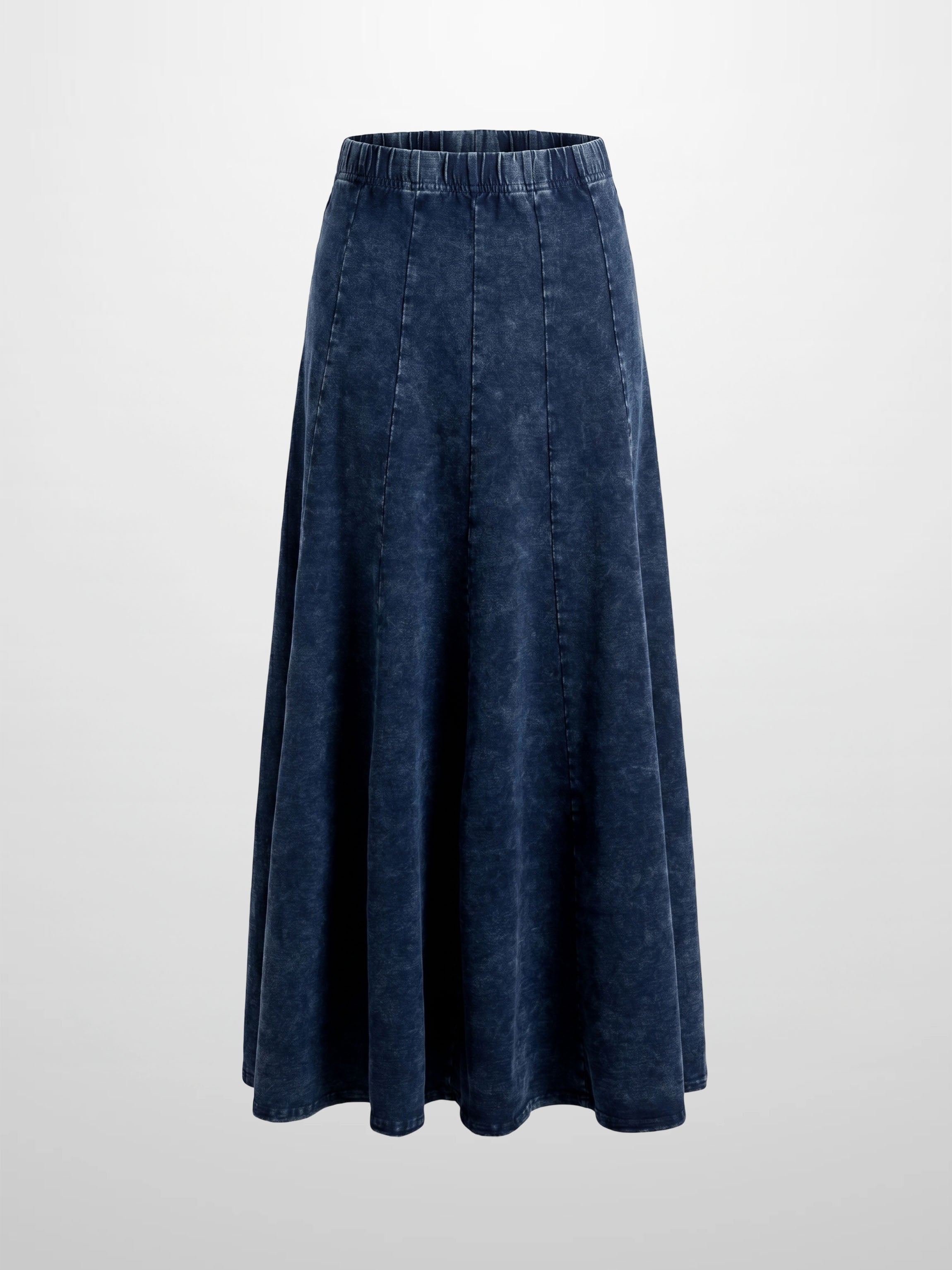 Paneled Flare Skirt 37"-Dark Blue Wash