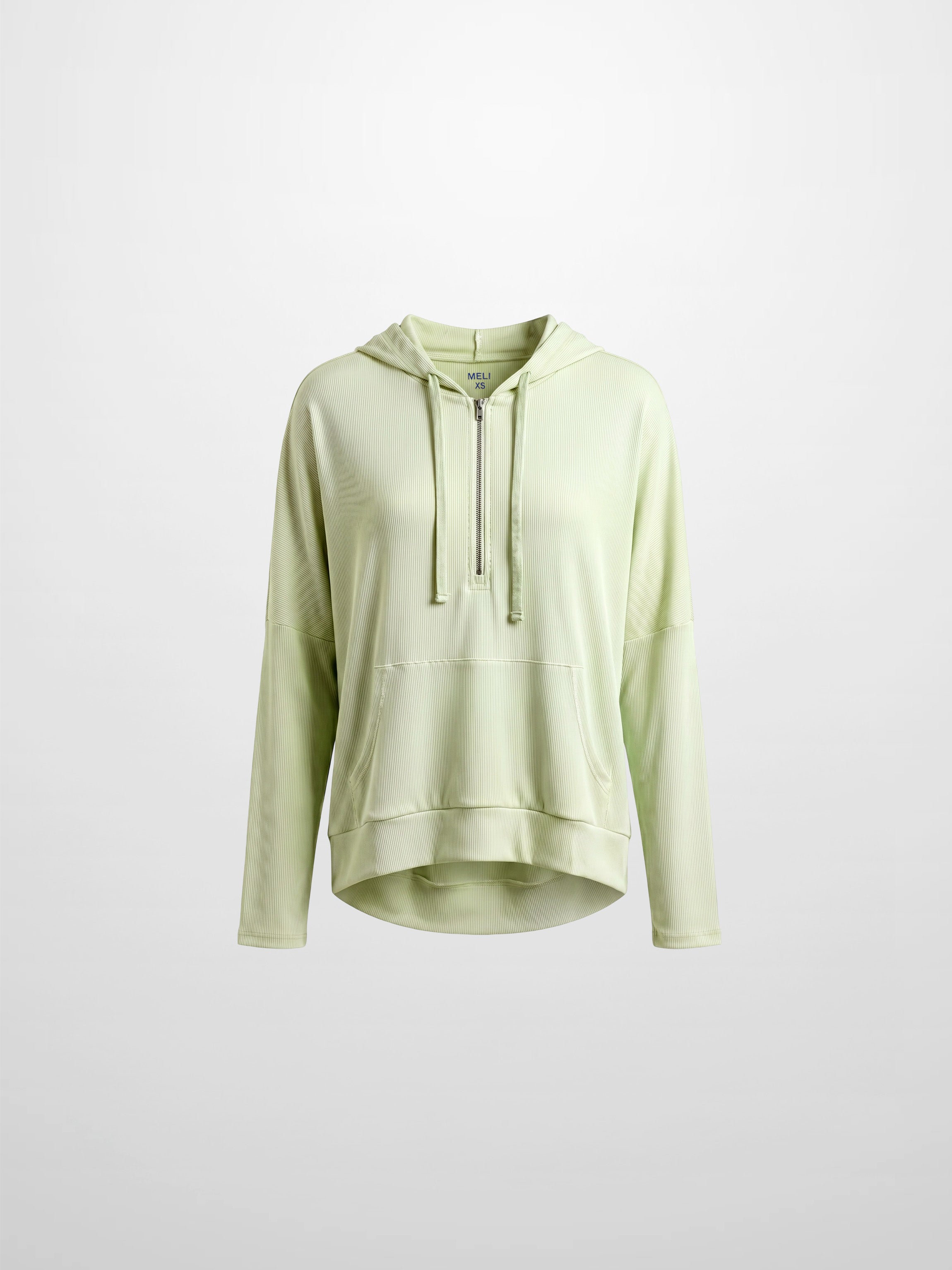 Ribbed Half Zip Hoodie Tee-Mint
