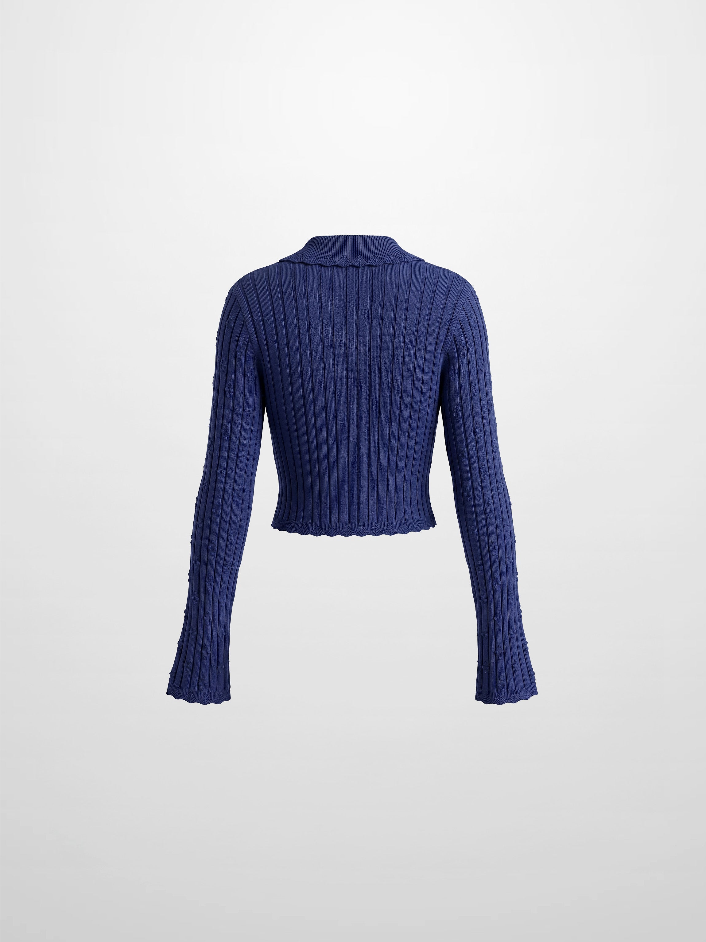Scalloped Edge Cardigan-Navy