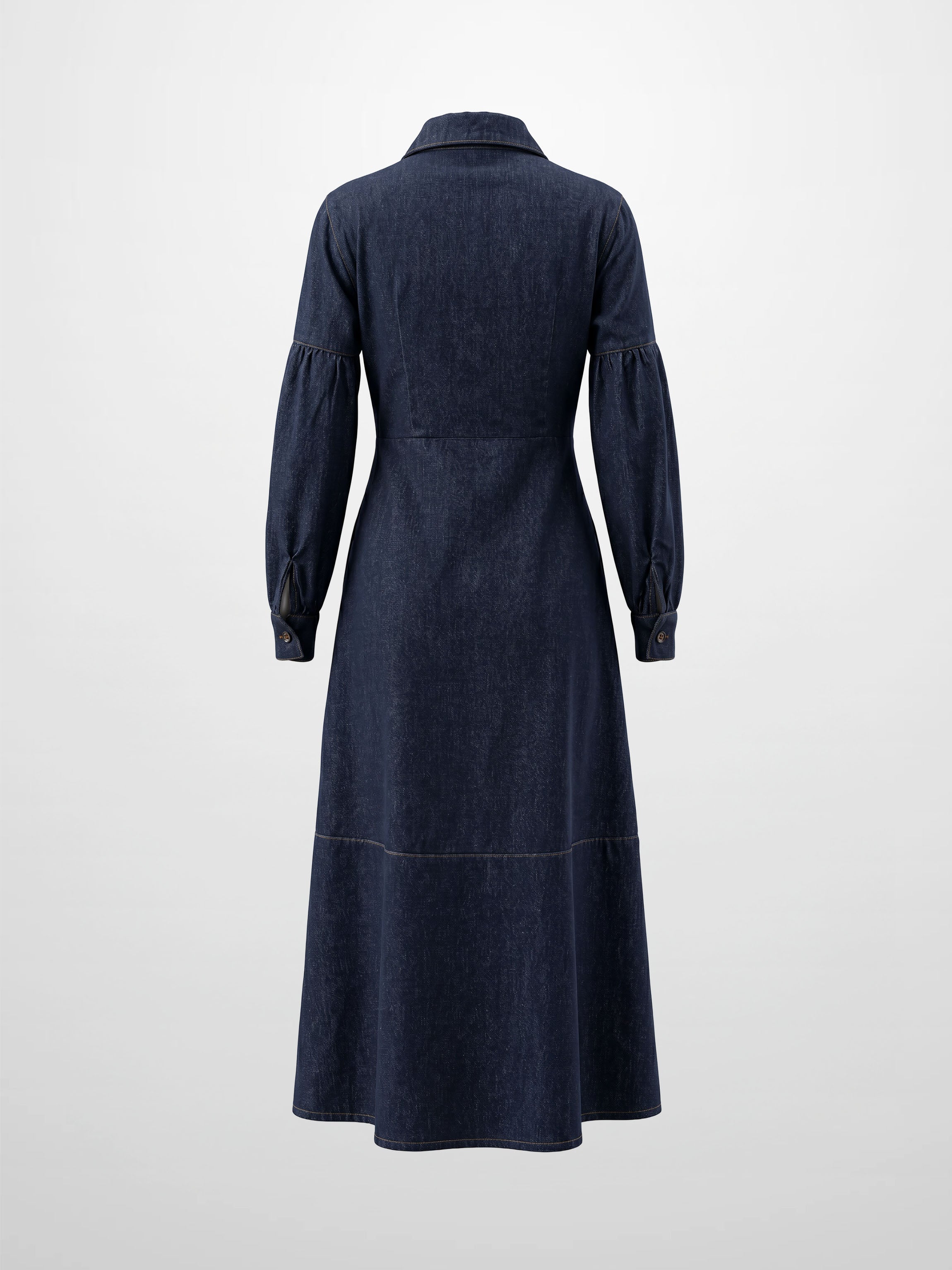 High Waisted Denim Dress - Dark Blue