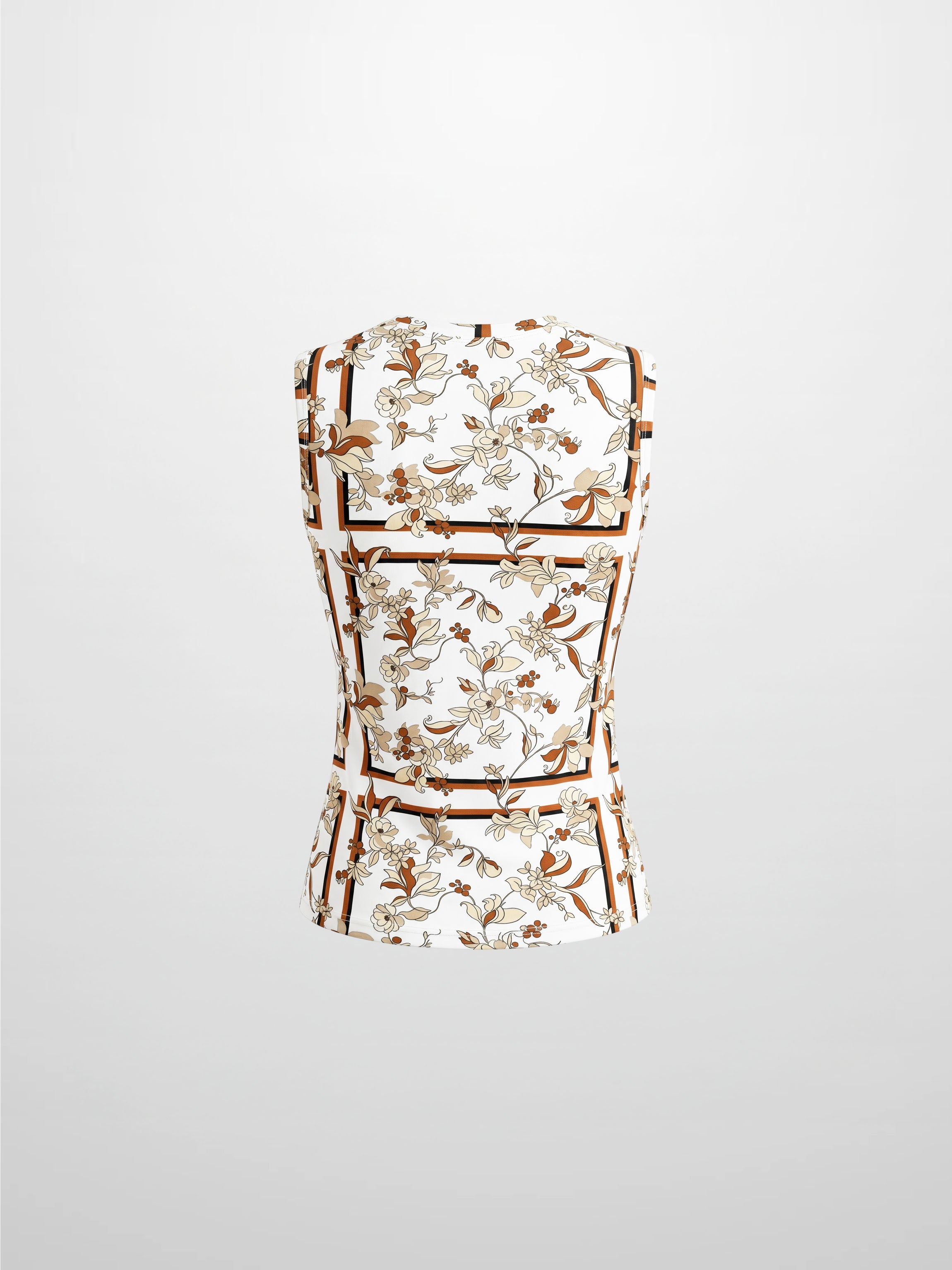 Sleeveless Tee-Windowpane Floral