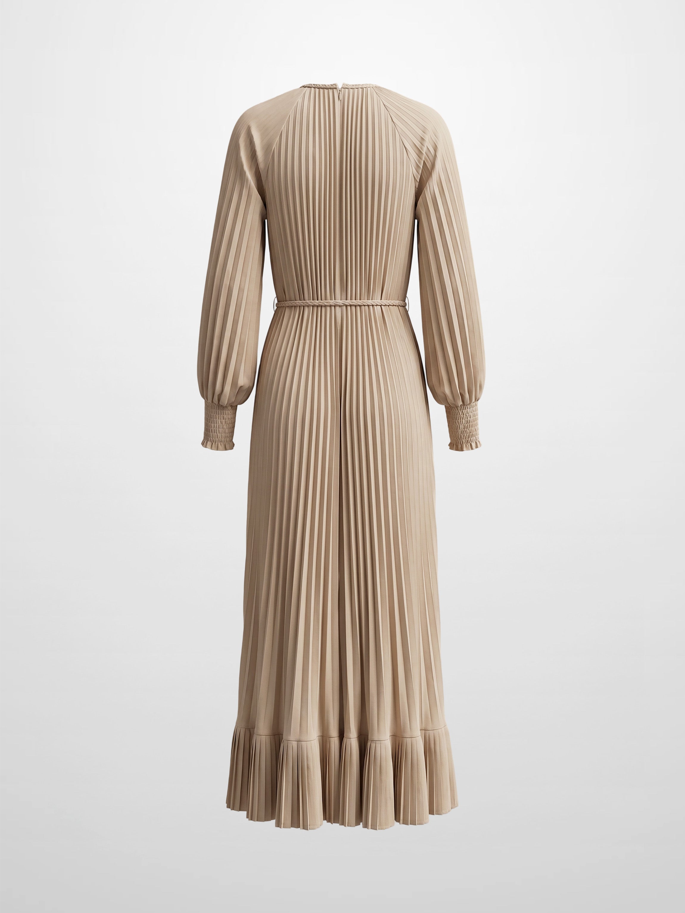 Micro Pleat Dress-Tan