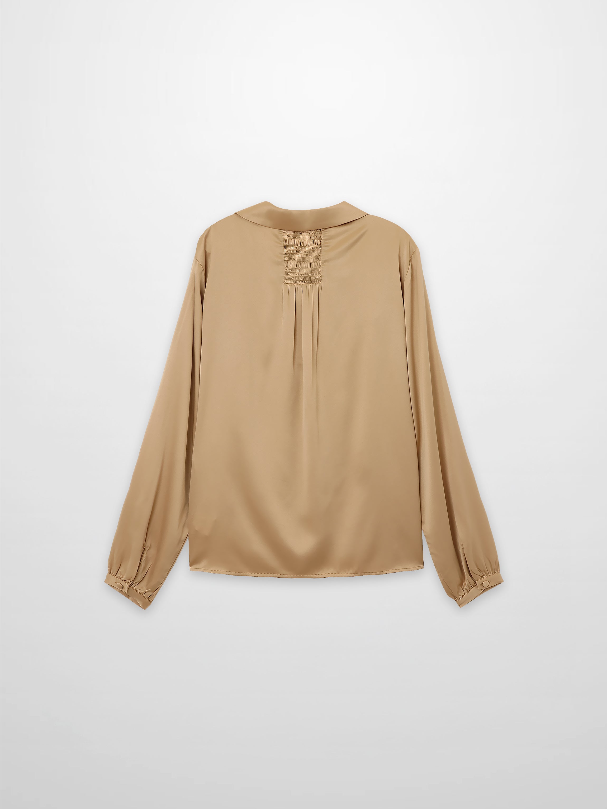 Faux Satin Micro Stitch Blouse-Gold