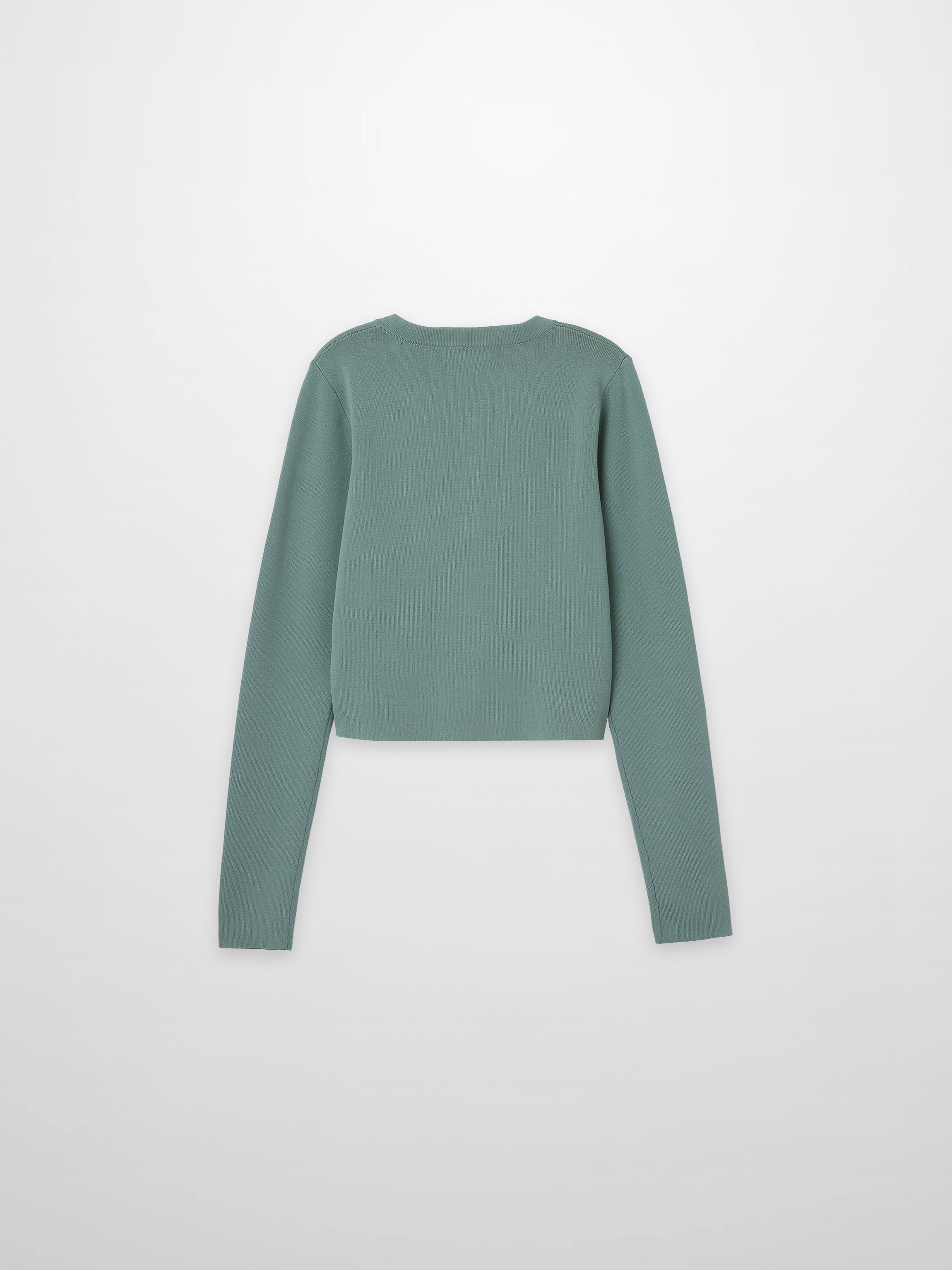 Gold Button Crop Cardigan-Sage