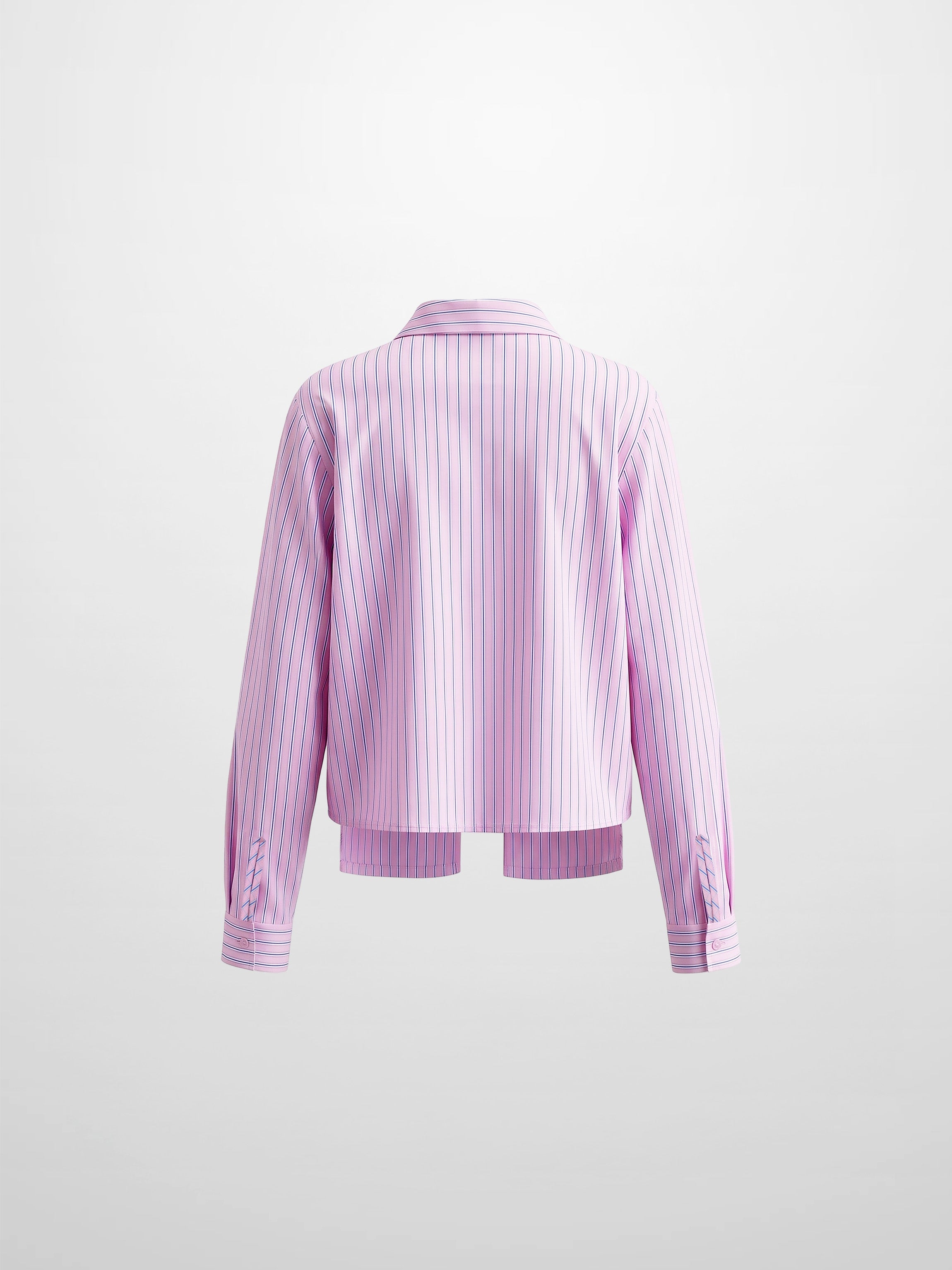 Crop Pinstripe Blouse-Pink/White