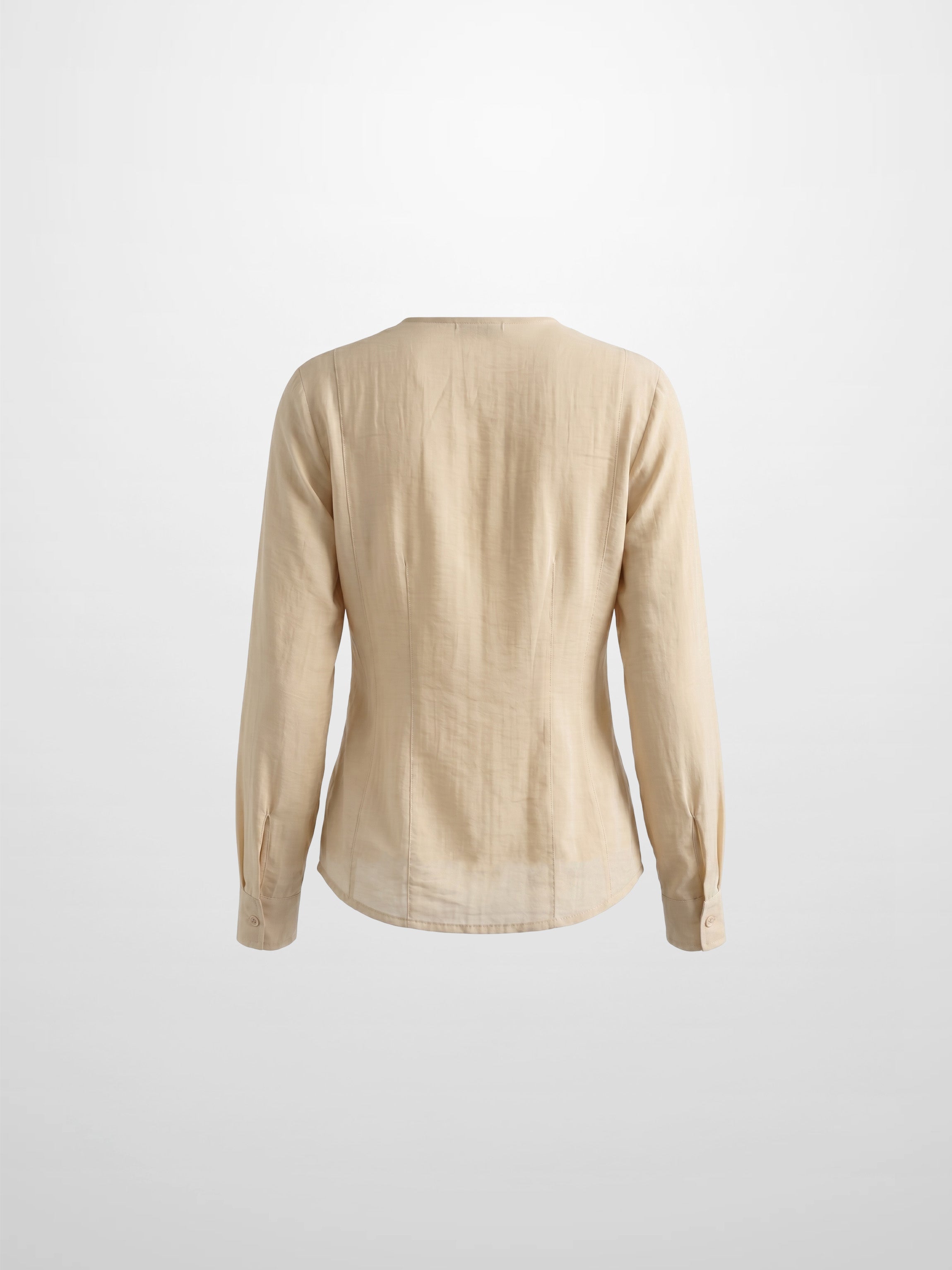 High V Neck Blouse-Sand
