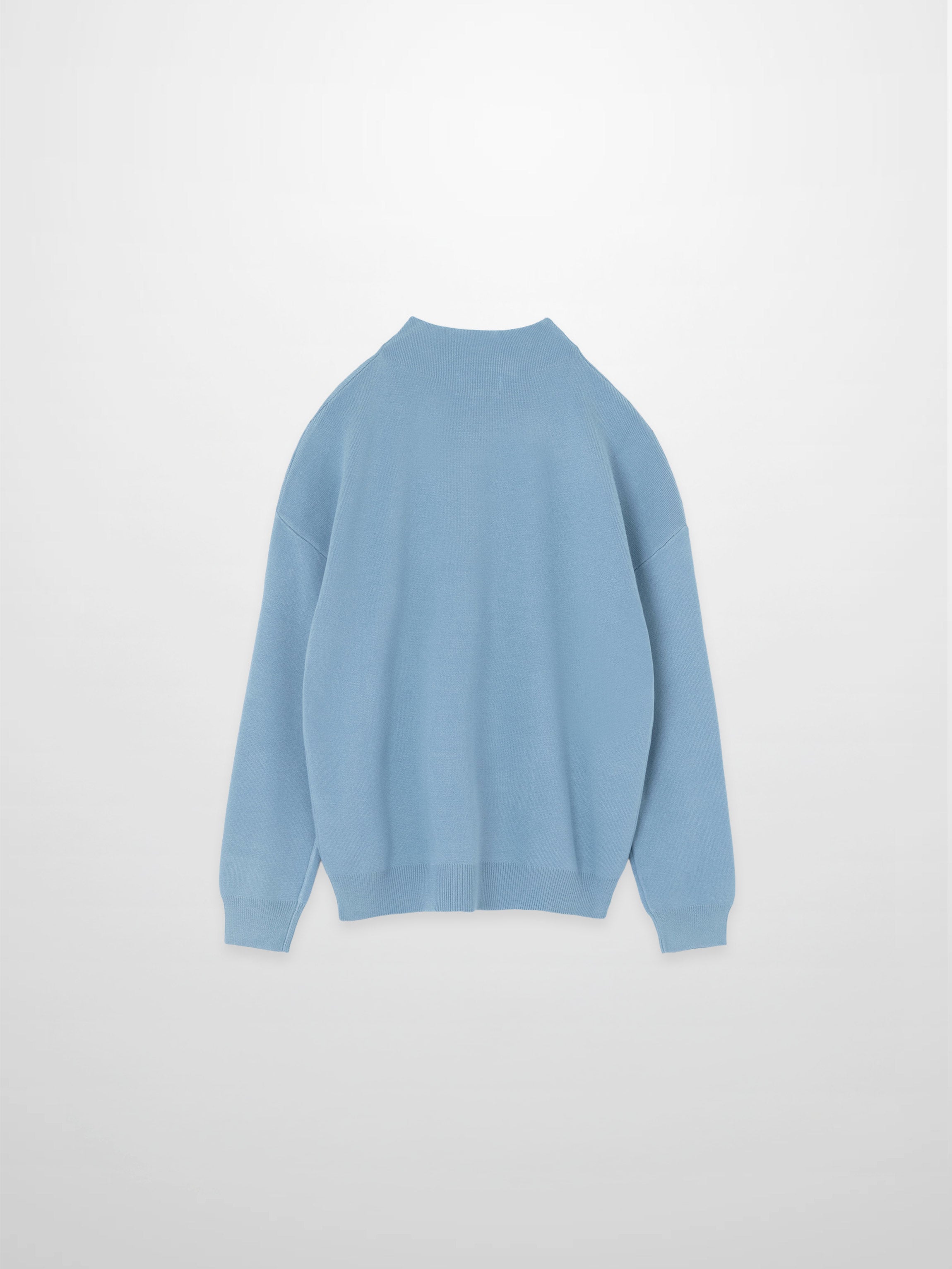 Mock Neck Thin Knit Sweater-Light Blue
