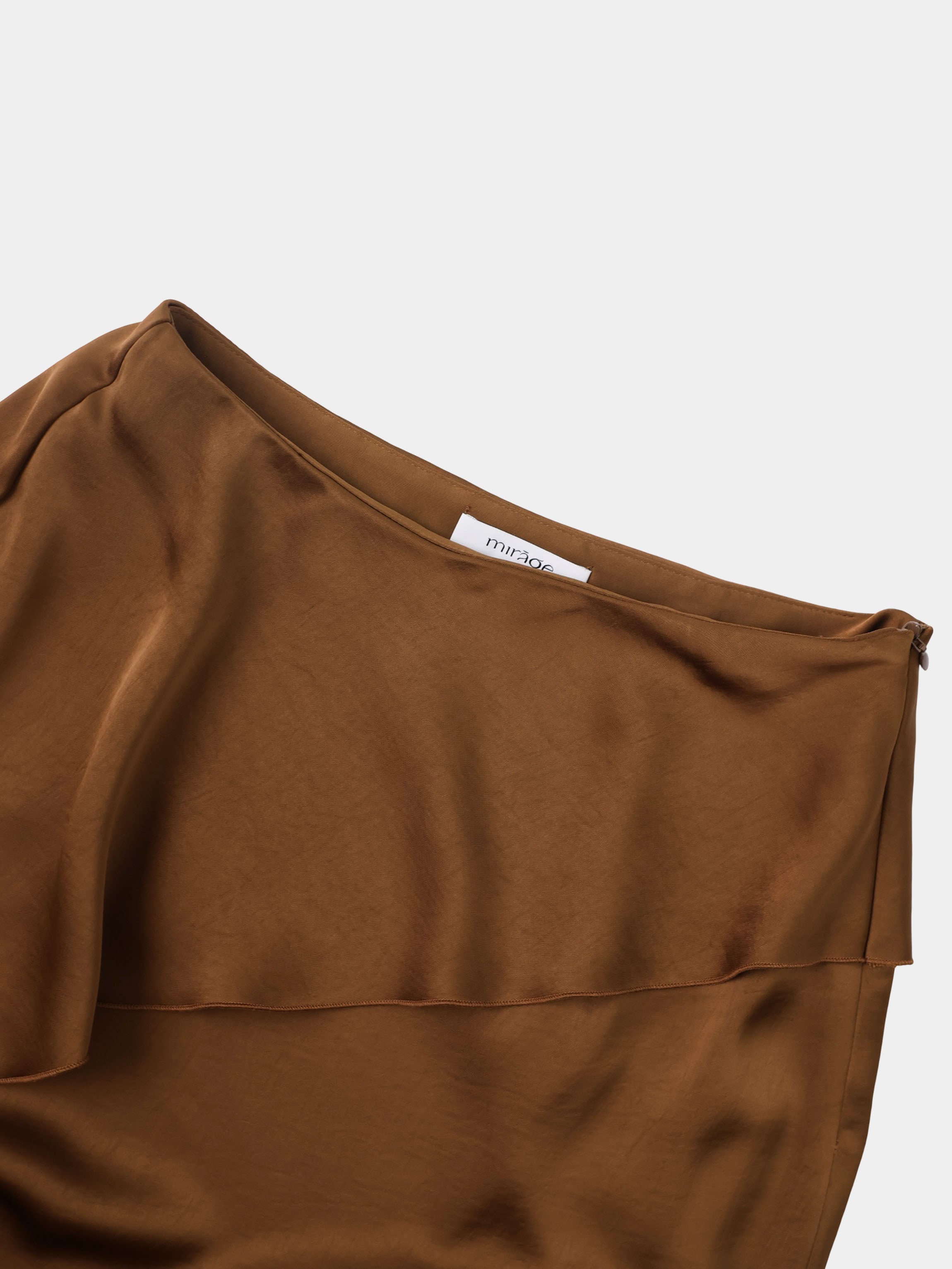 Faux Satin Ruffle Skirt - Bronze