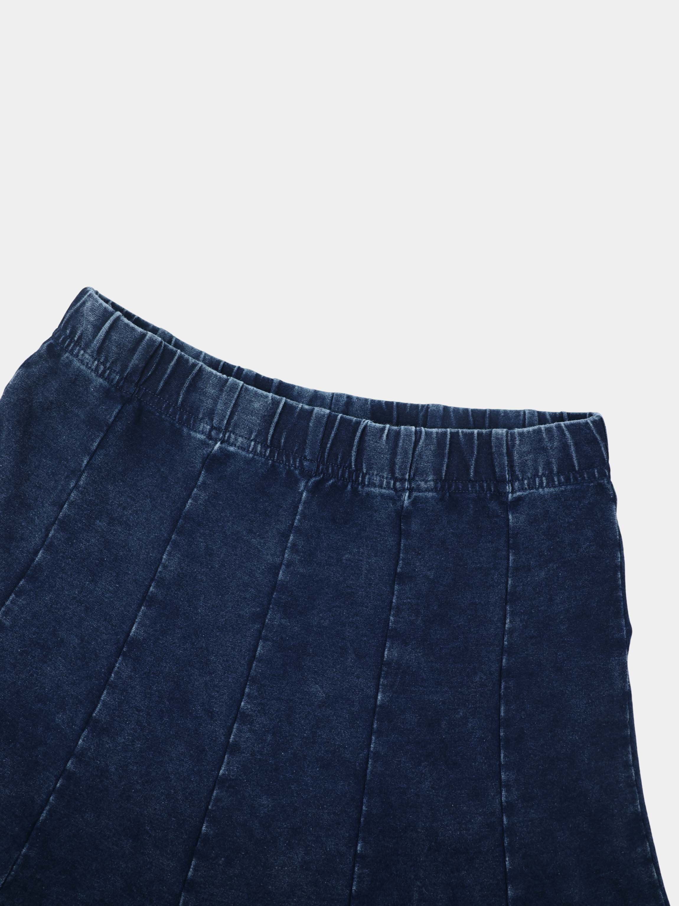 Paneled Flare Skirt 37"-Dark Blue Wash
