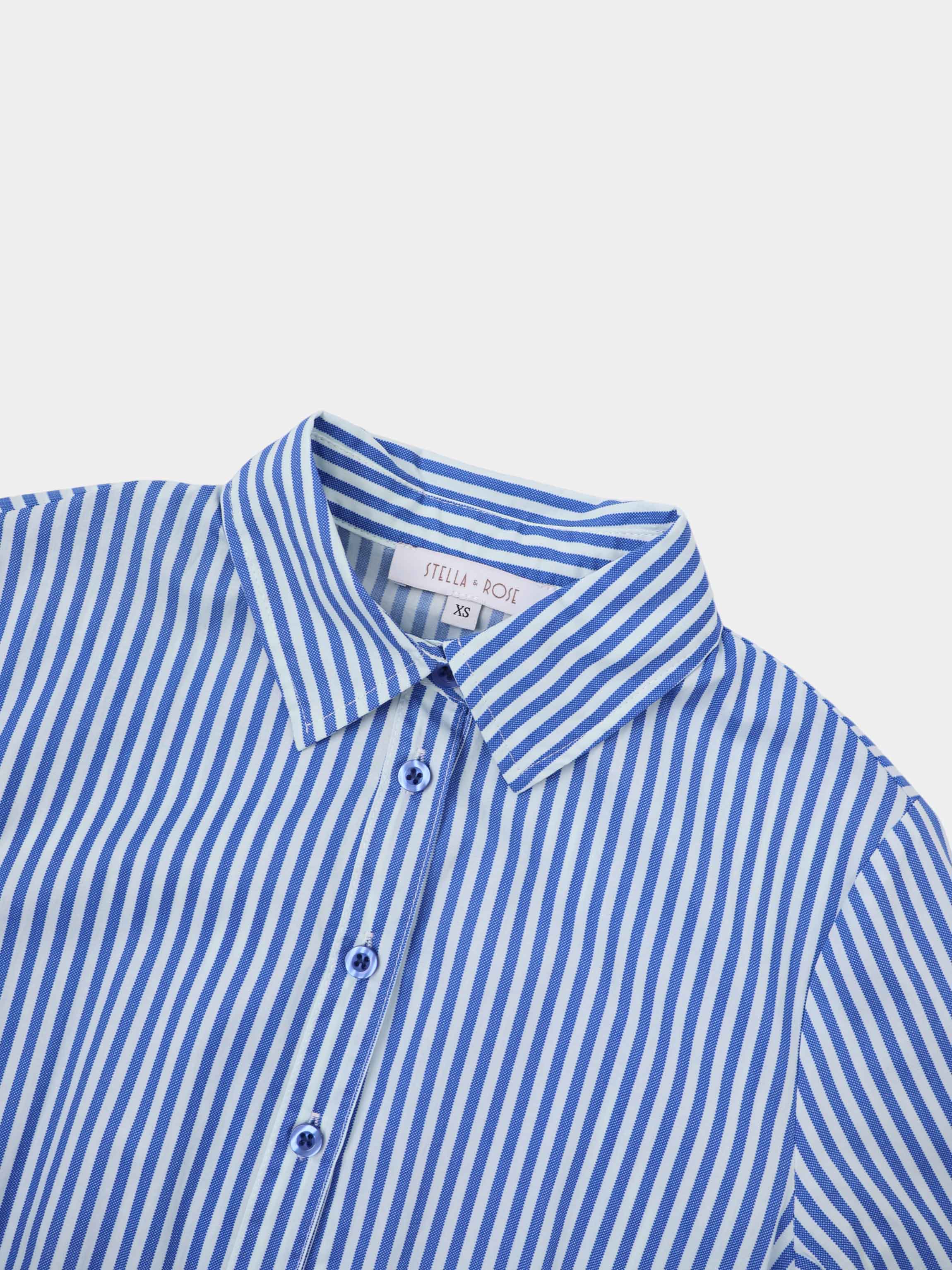 Ruched Knot Dress-Blue/White Stripe