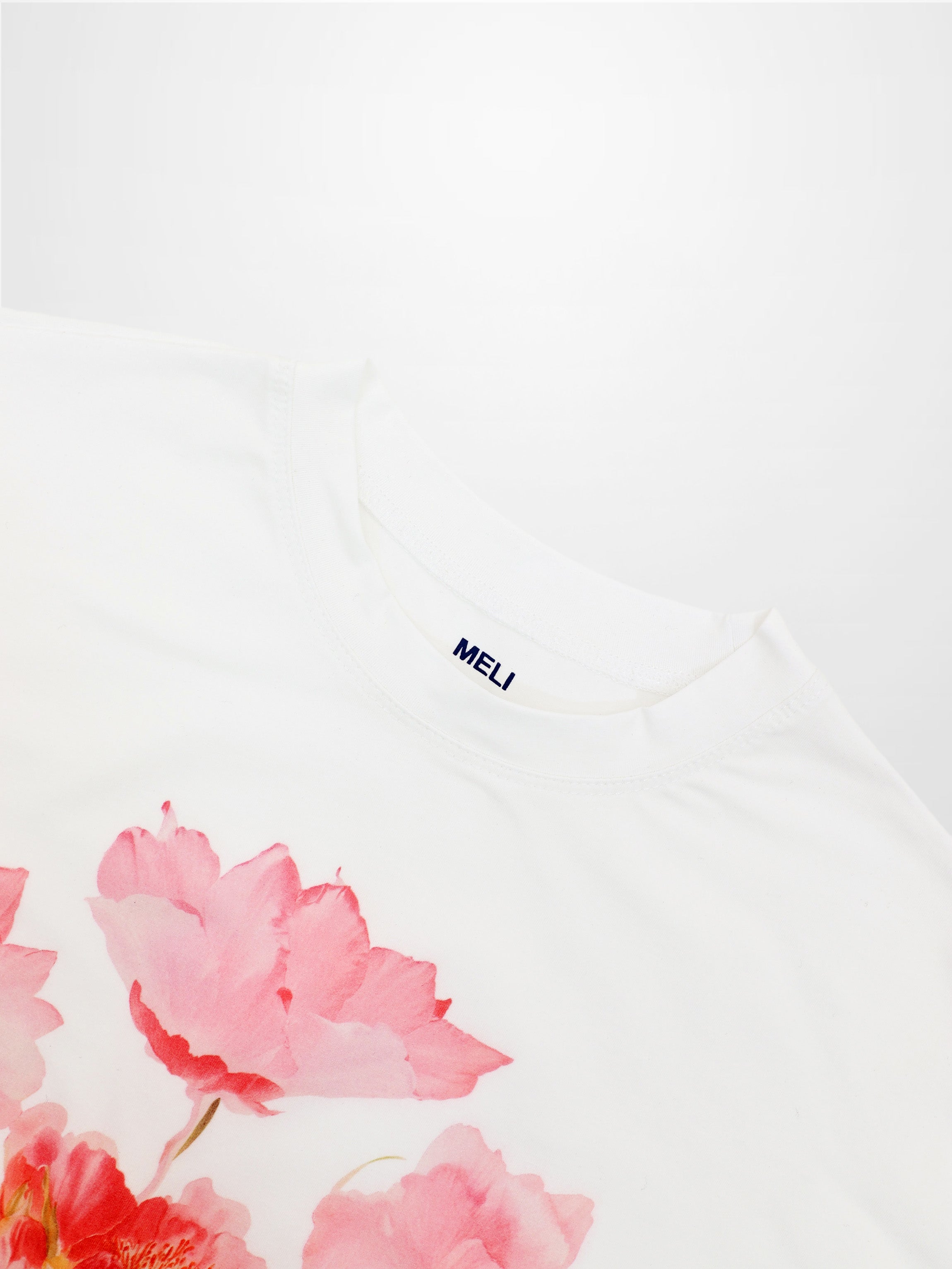 Motif Printed Tee-Pink Flower