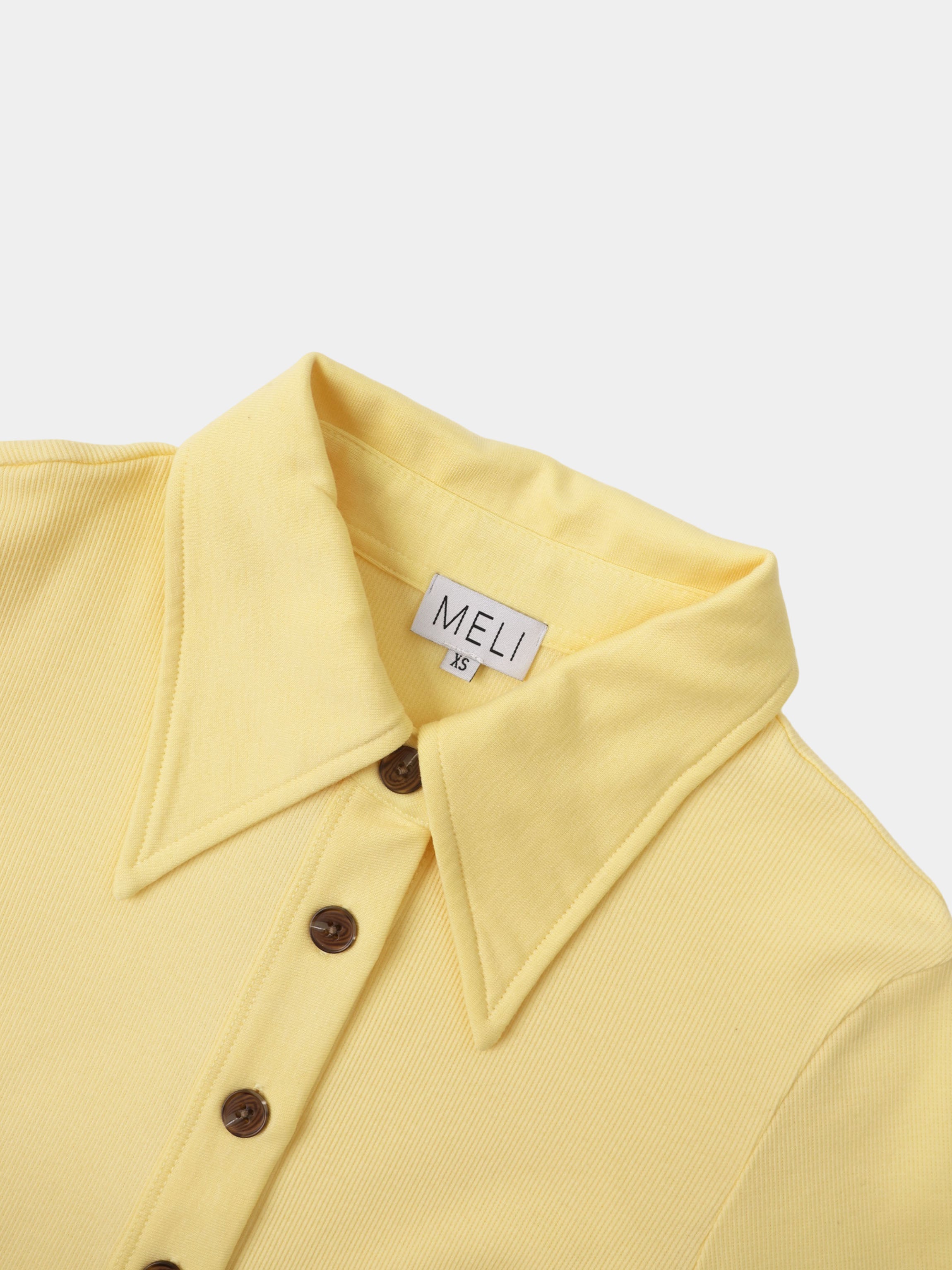 Ribbed Button Down Shirt-Butter Yellow