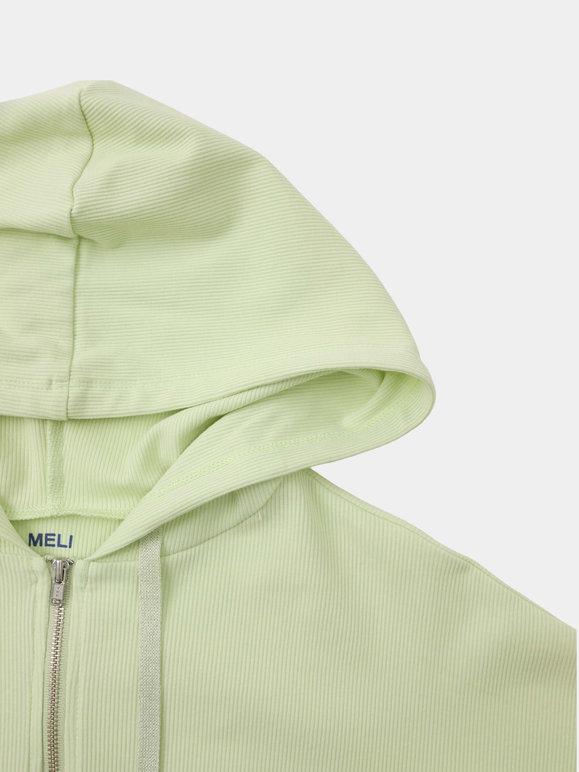 Ribbed Half Zip Hoodie Tee-Mint