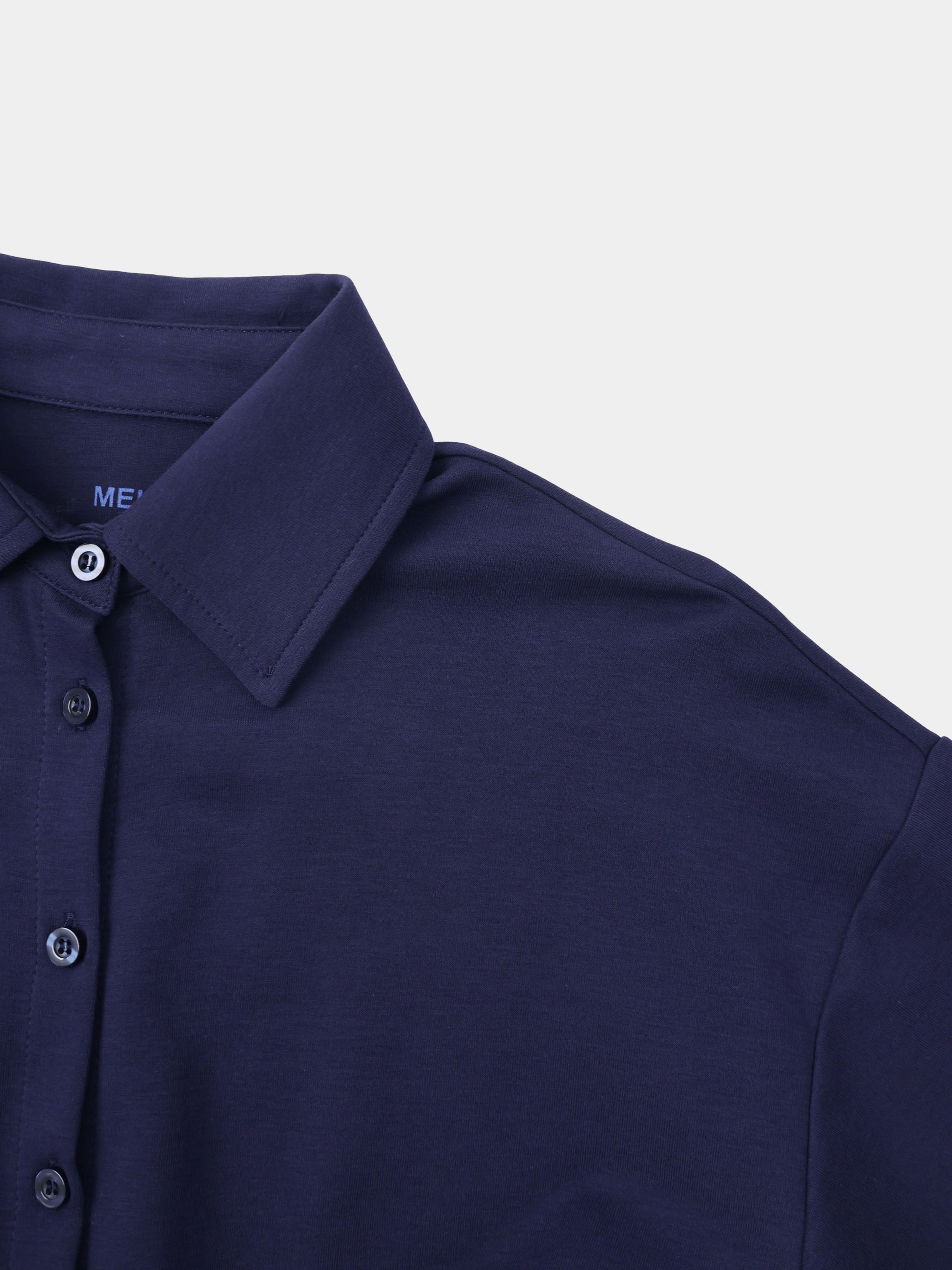 Waist Tie Button Down T-Shirt-Navy