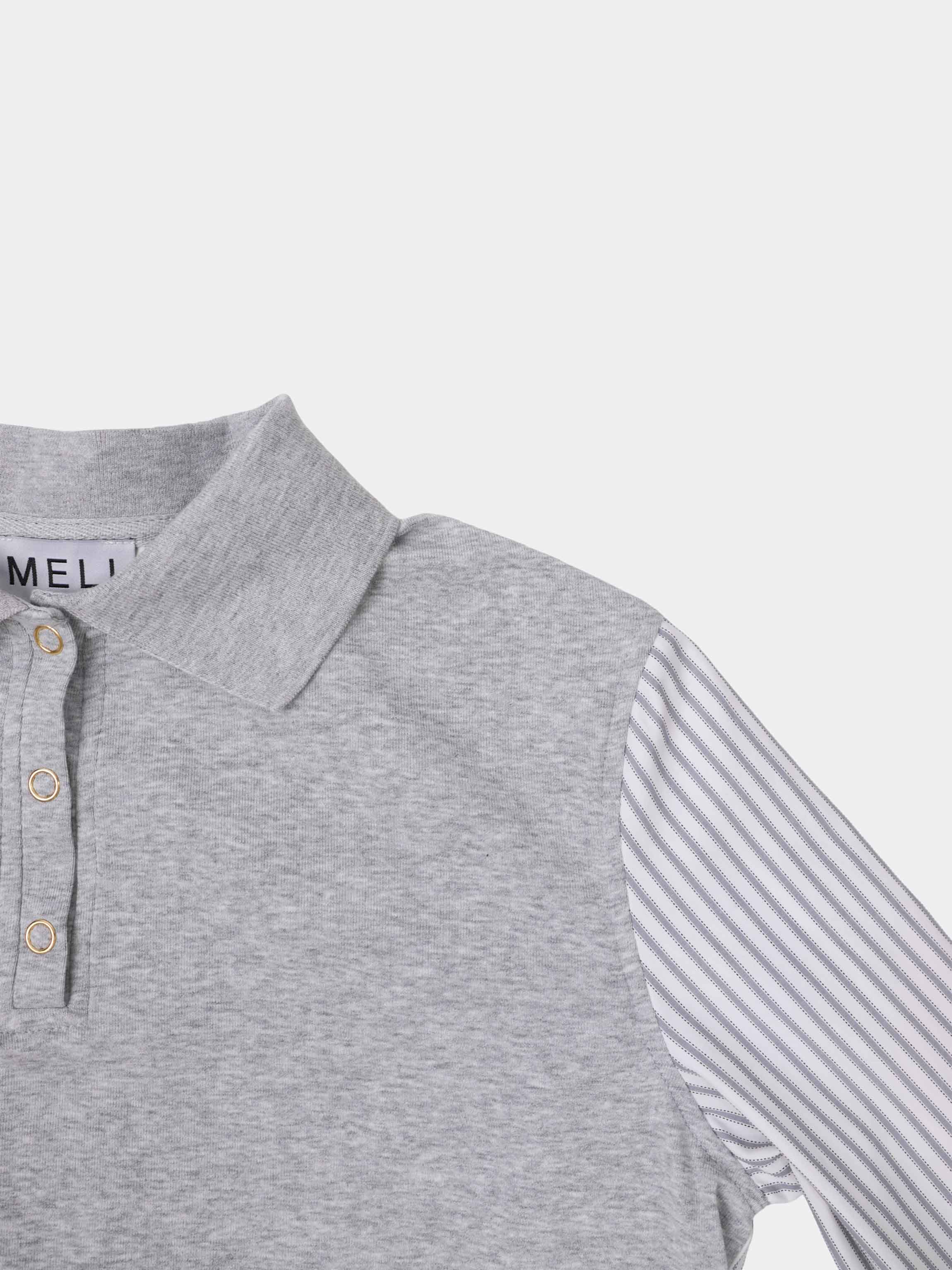 Shirt Back Polo T-Shirt-Heather Grey