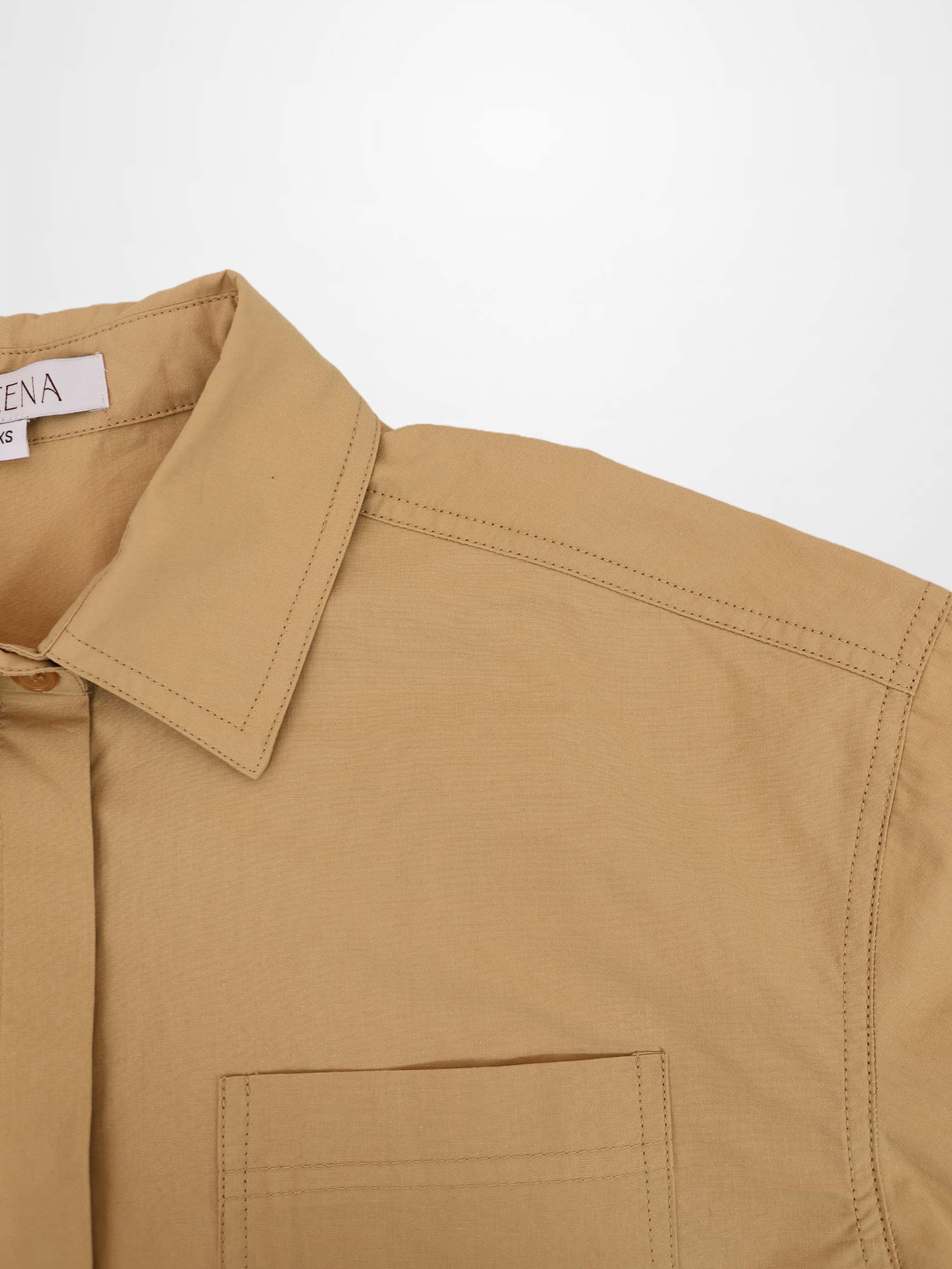 Cotton Crop Blouse-Sand
